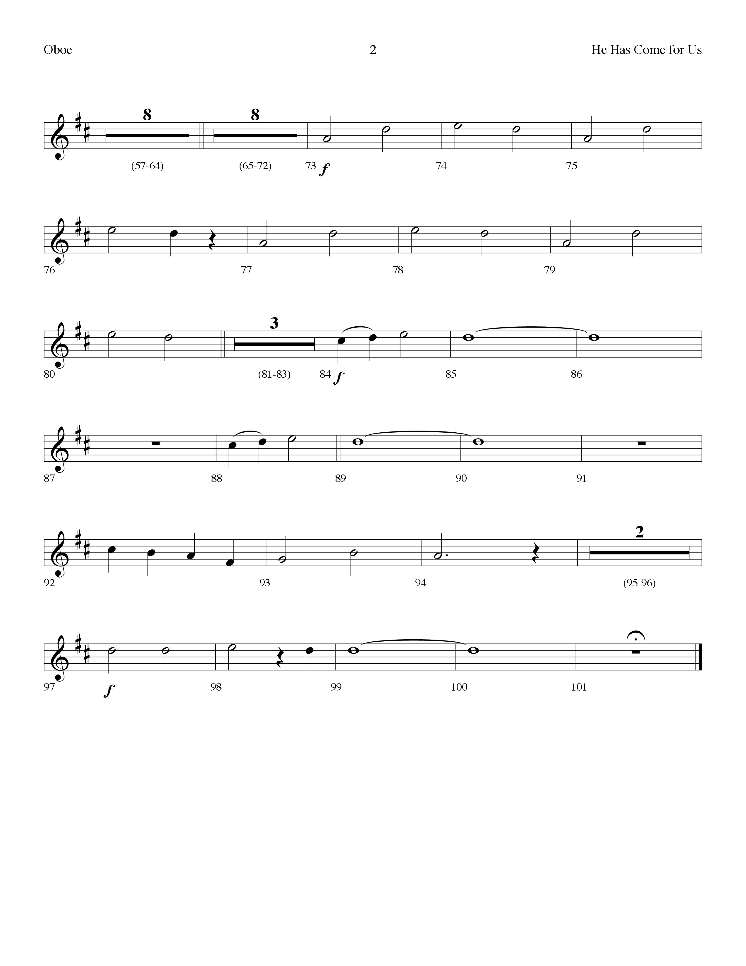 He Has Come For Us (God Rest Ye Merry Gentlemen) (Choral Anthem SATB) Oboe (Lifeway Choral / Arr. Dennis Allen)