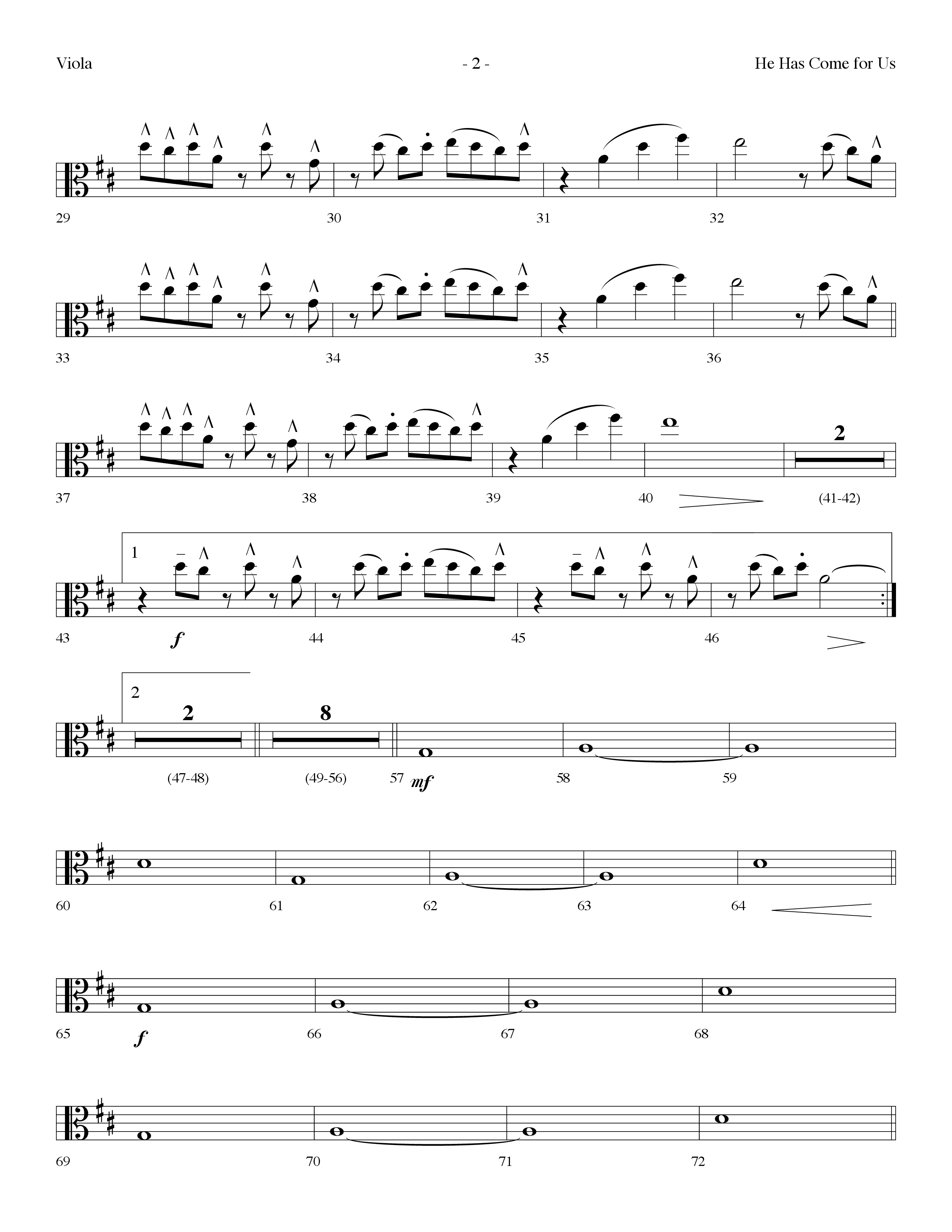 He Has Come For Us (God Rest Ye Merry Gentlemen) (Choral Anthem SATB) Viola (Lifeway Choral / Arr. Dennis Allen)