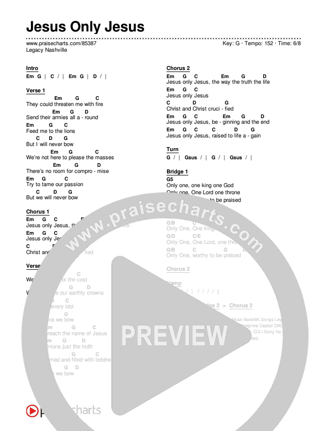 Jesus Only Jesus Chords & Lyrics (Legacy Nashville)