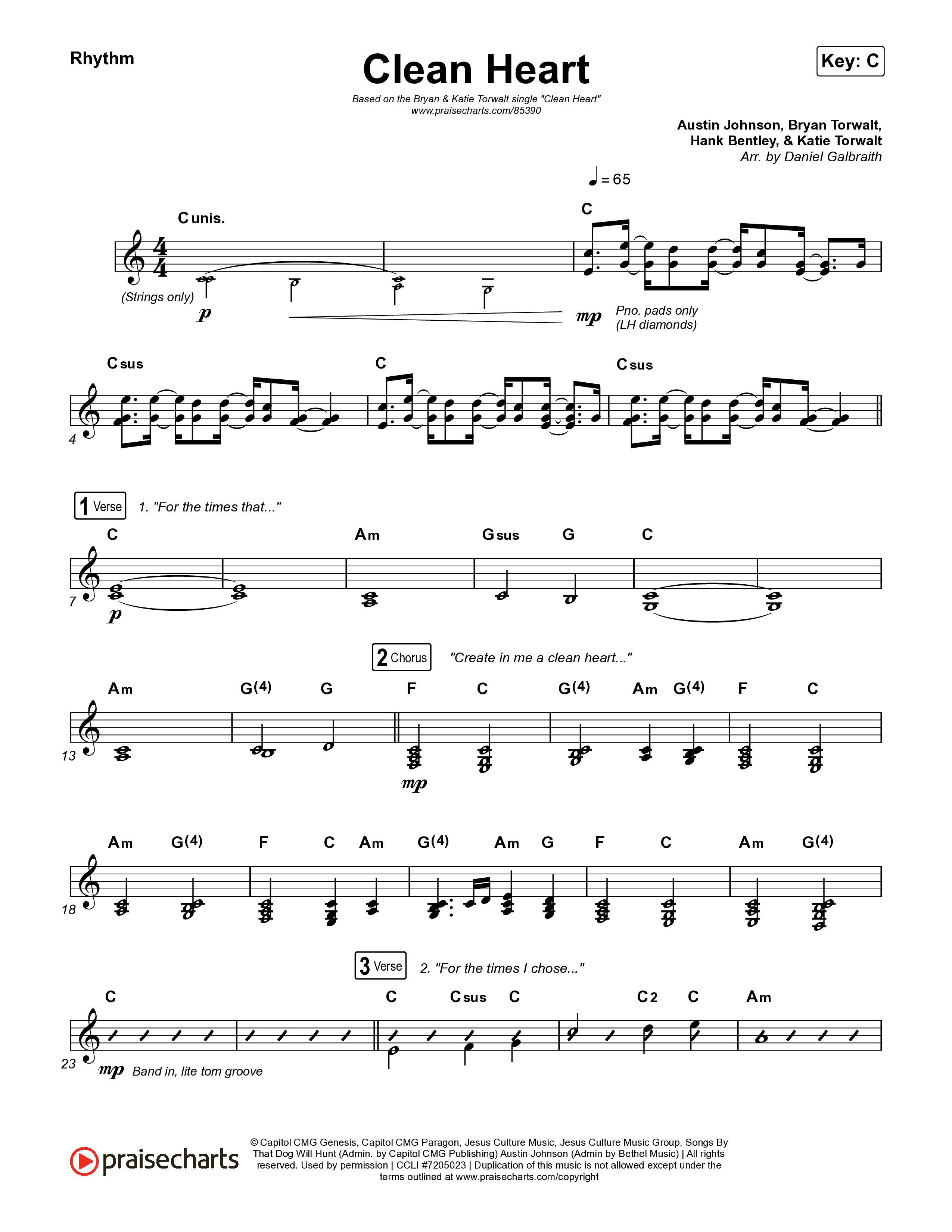 Clean Heart Rhythm Chart (Bryan & Katie Torwalt)