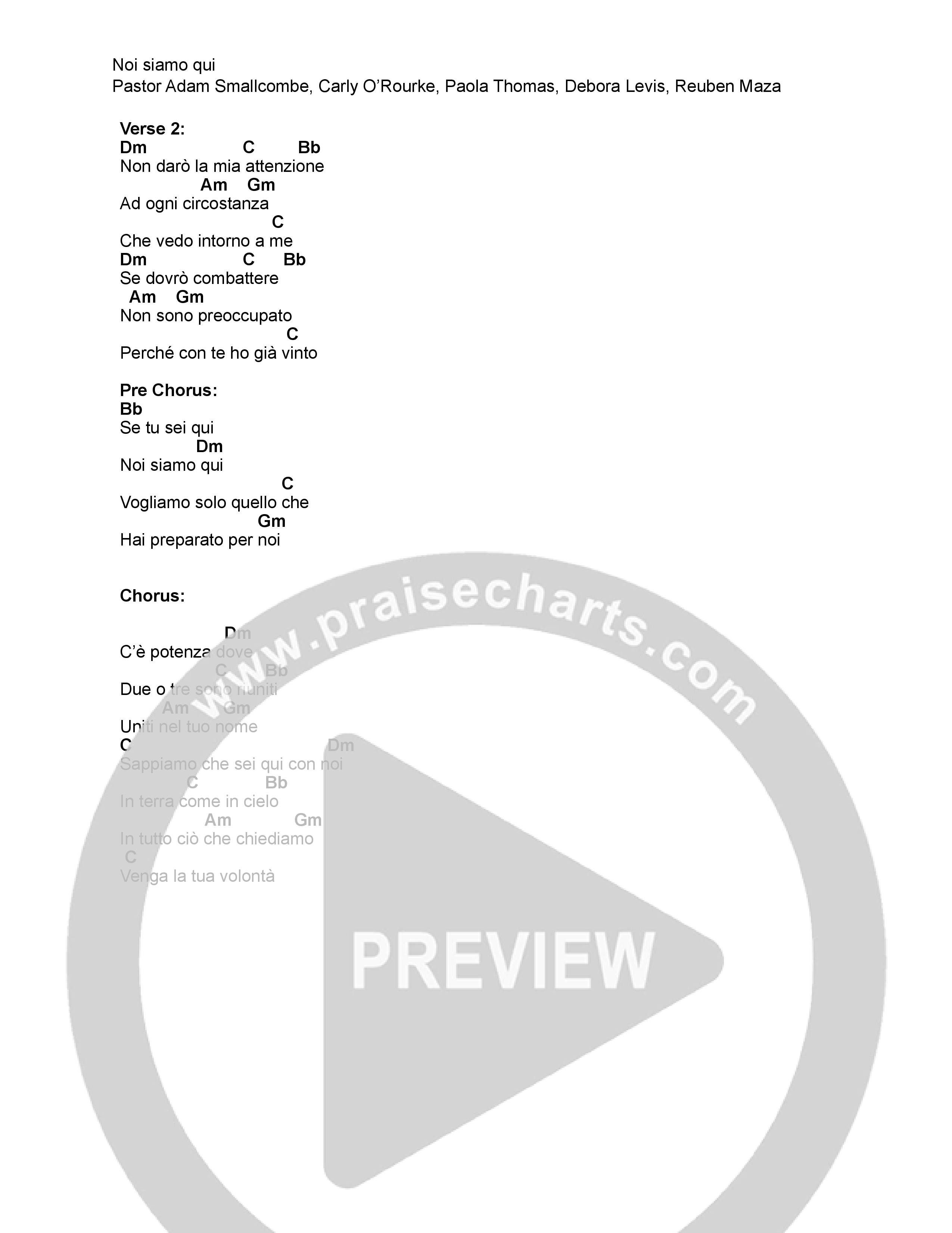 Noi siamo qui (Live) Chord Chart (VIVE Worship Italia)
