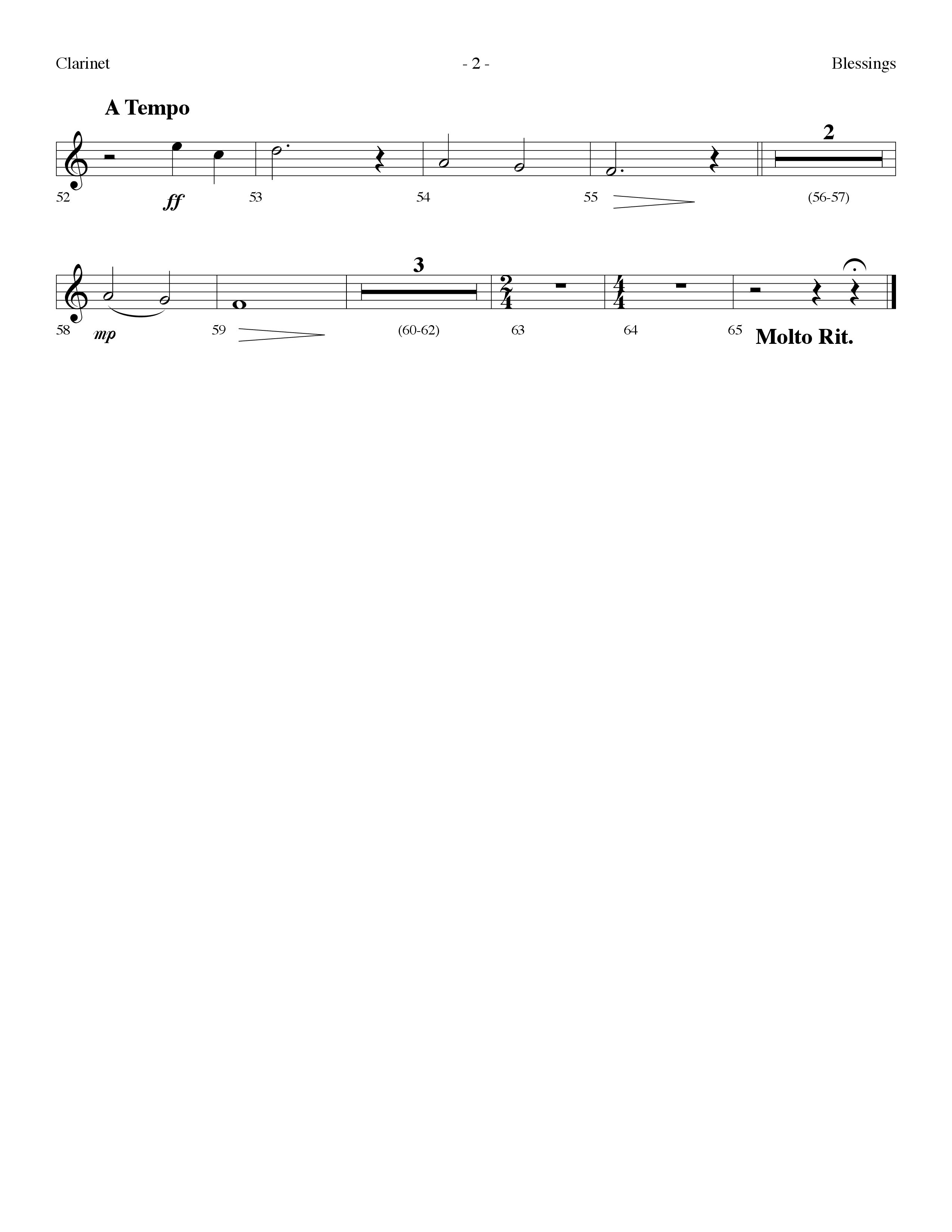 Blessings (Choral Anthem SATB) Clarinet (Lifeway Choral / Arr. Dennis Allen)