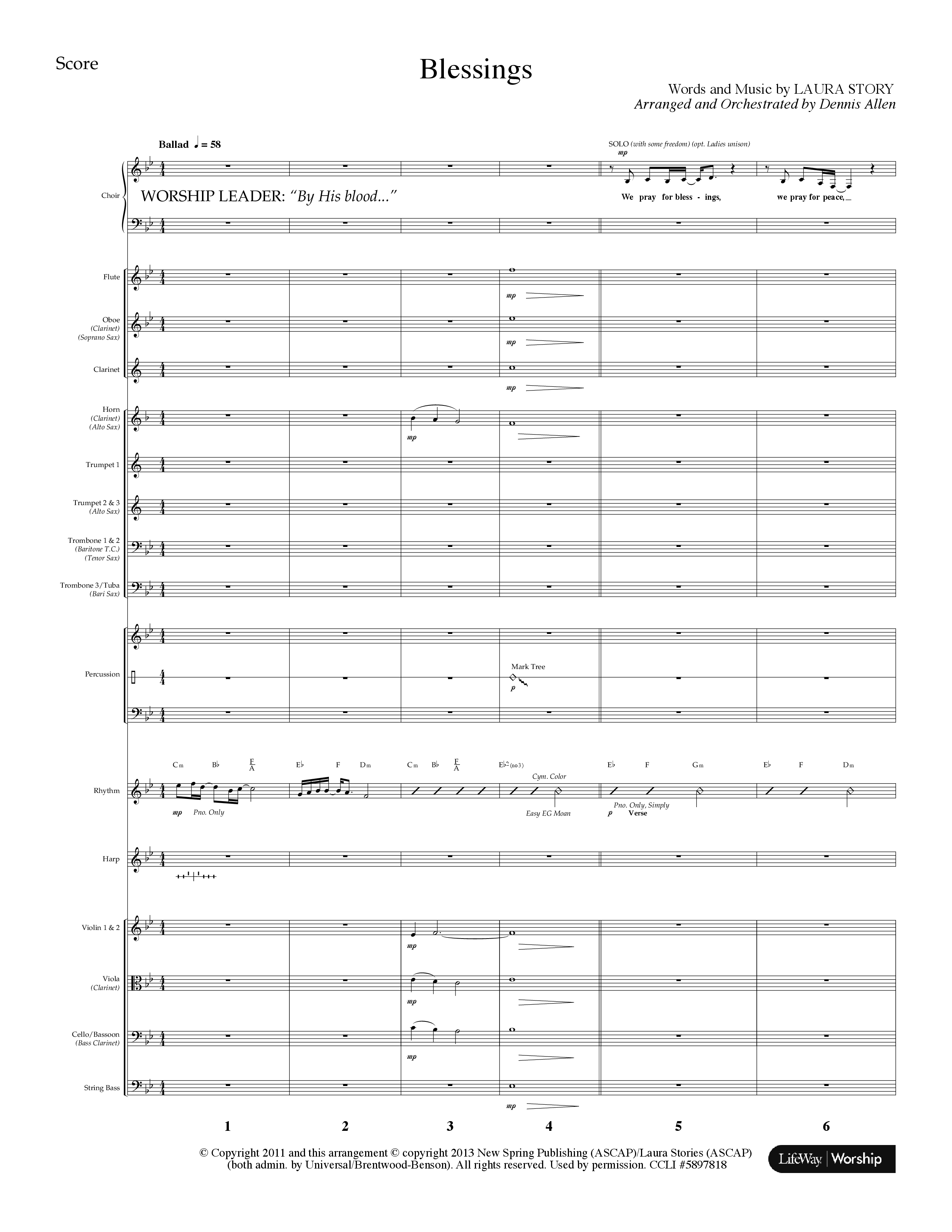 Blessings (Choral Anthem SATB) Orchestration (Lifeway Choral / Arr. Dennis Allen)