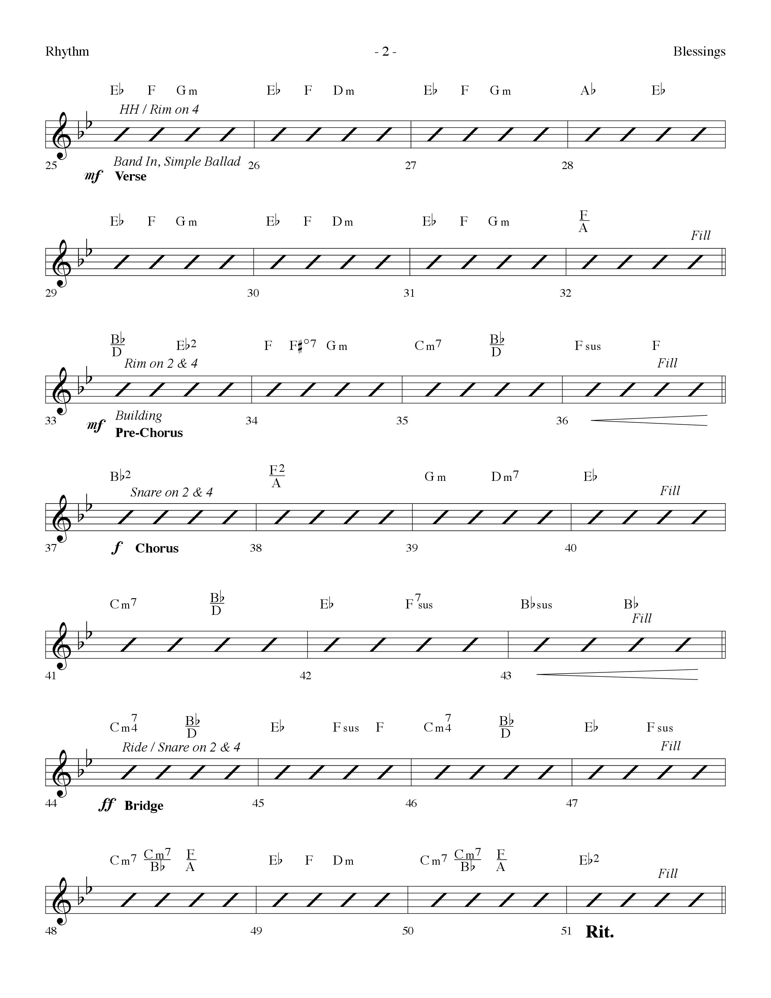 Blessings (Choral Anthem SATB) Rhythm Chart (Lifeway Choral / Arr. Dennis Allen)