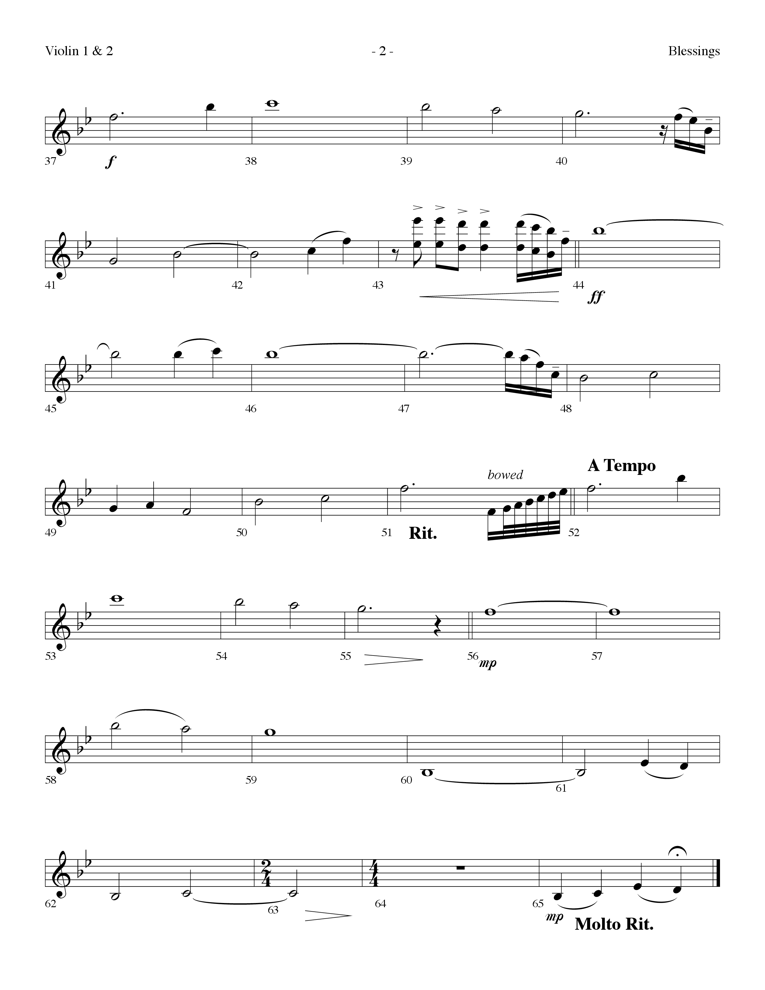 Blessings (Choral Anthem SATB) Violin 1/2 (Lifeway Choral / Arr. Dennis Allen)
