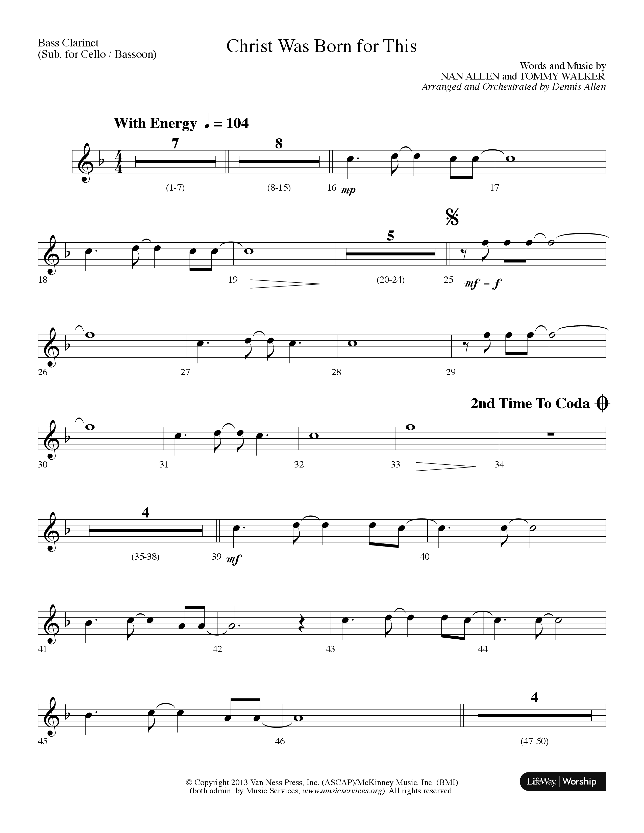 Christ Was Born For This (Choral Anthem SATB) Bass Clarinet (Lifeway Choral / Arr. Dennis Allen)