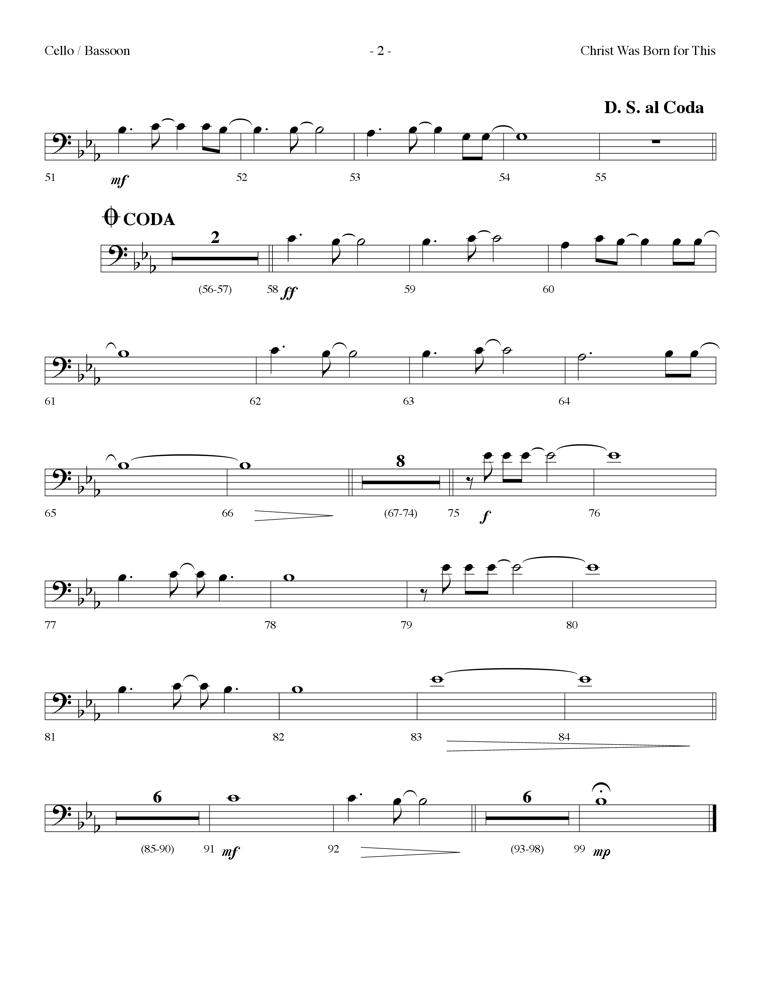 Christ Was Born For This (Choral Anthem SATB) Cello (Lifeway Choral / Arr. Dennis Allen)