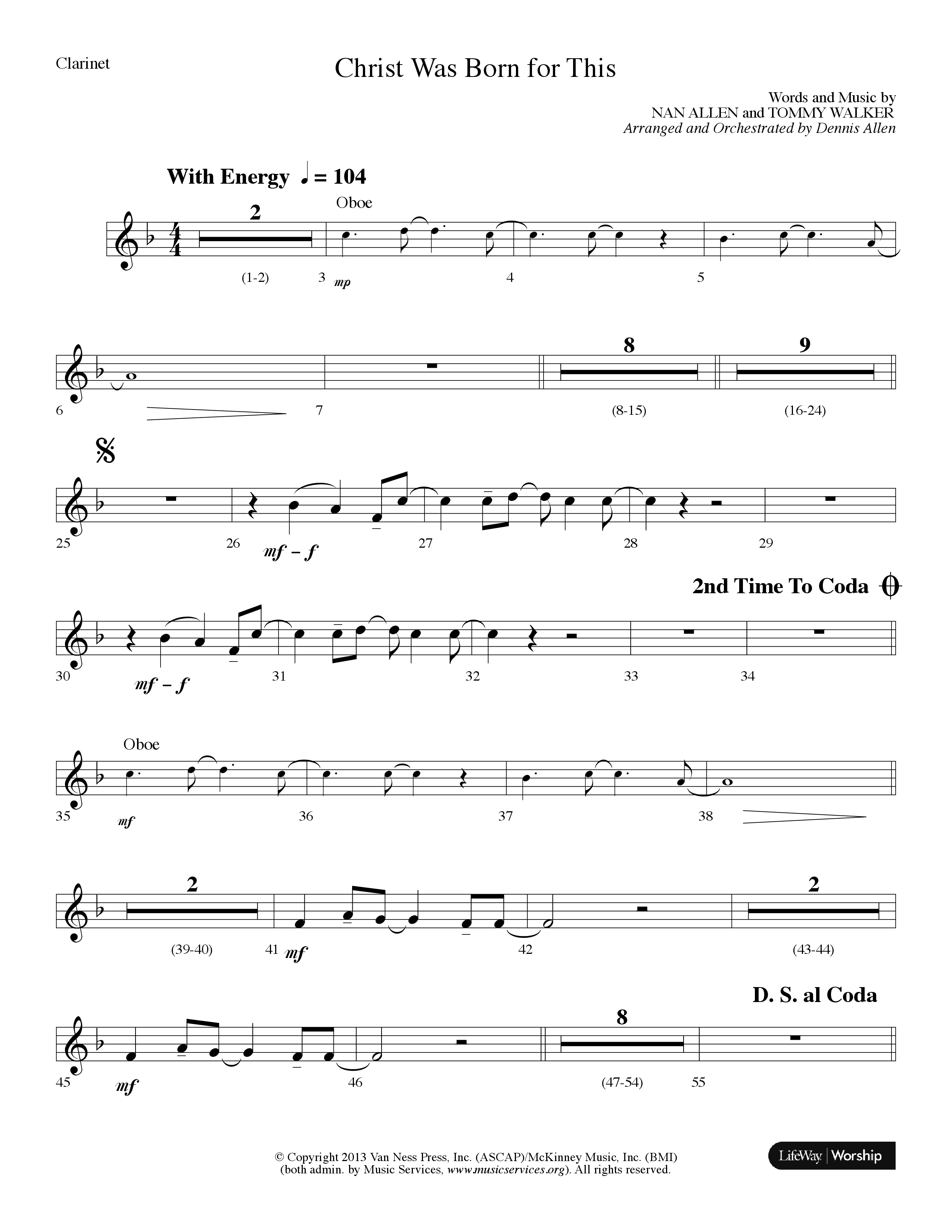 Christ Was Born For This (Choral Anthem SATB) Clarinet (Lifeway Choral / Arr. Dennis Allen)