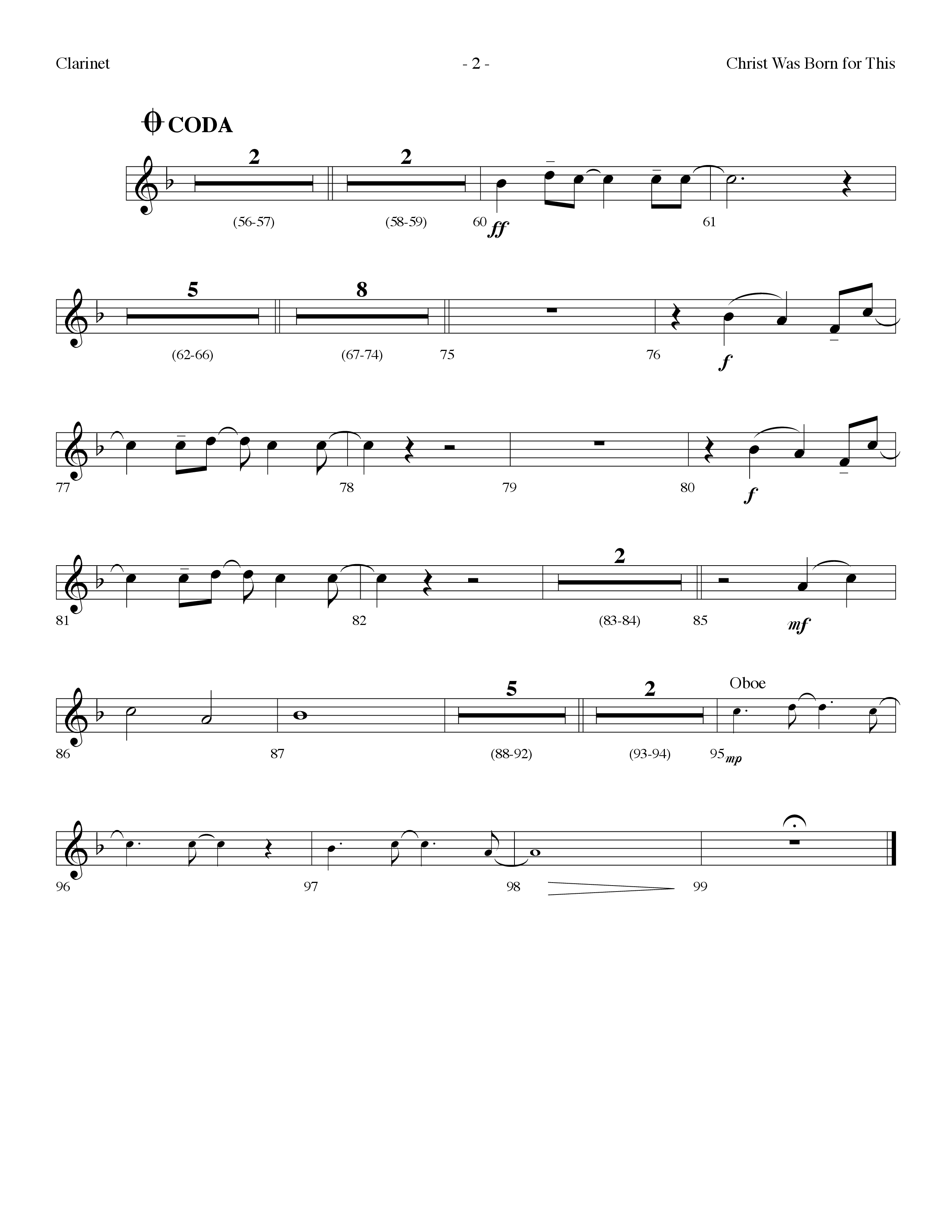 Christ Was Born For This (Choral Anthem SATB) Clarinet (Lifeway Choral / Arr. Dennis Allen)