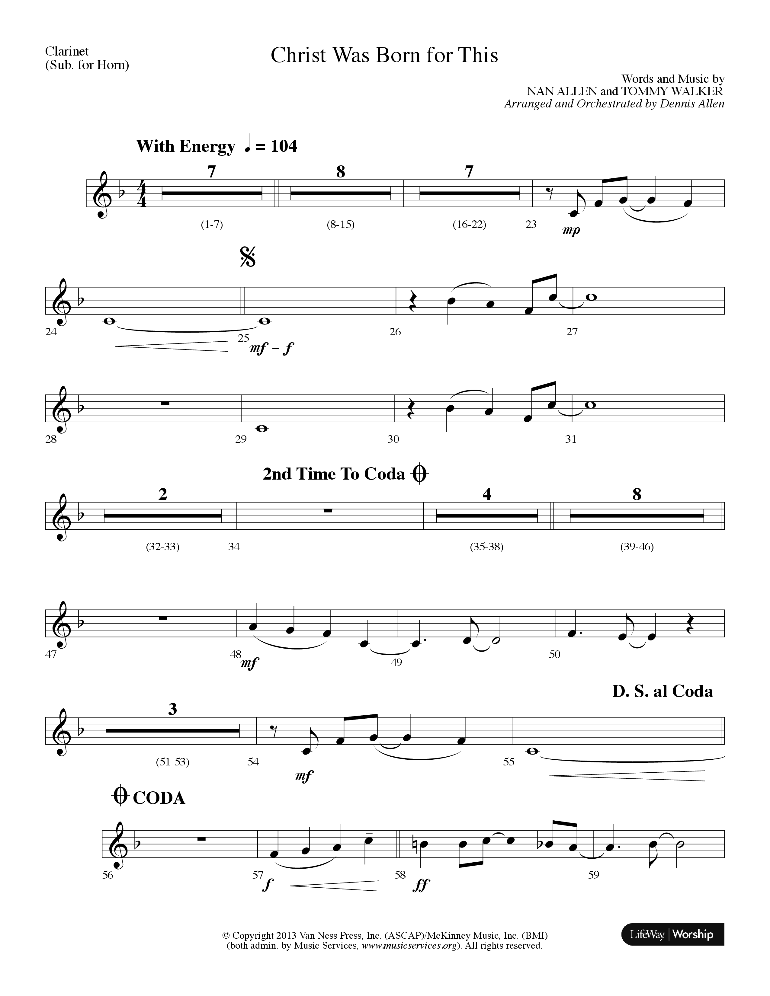 Christ Was Born For This (Choral Anthem SATB) Clarinet (Lifeway Choral / Arr. Dennis Allen)