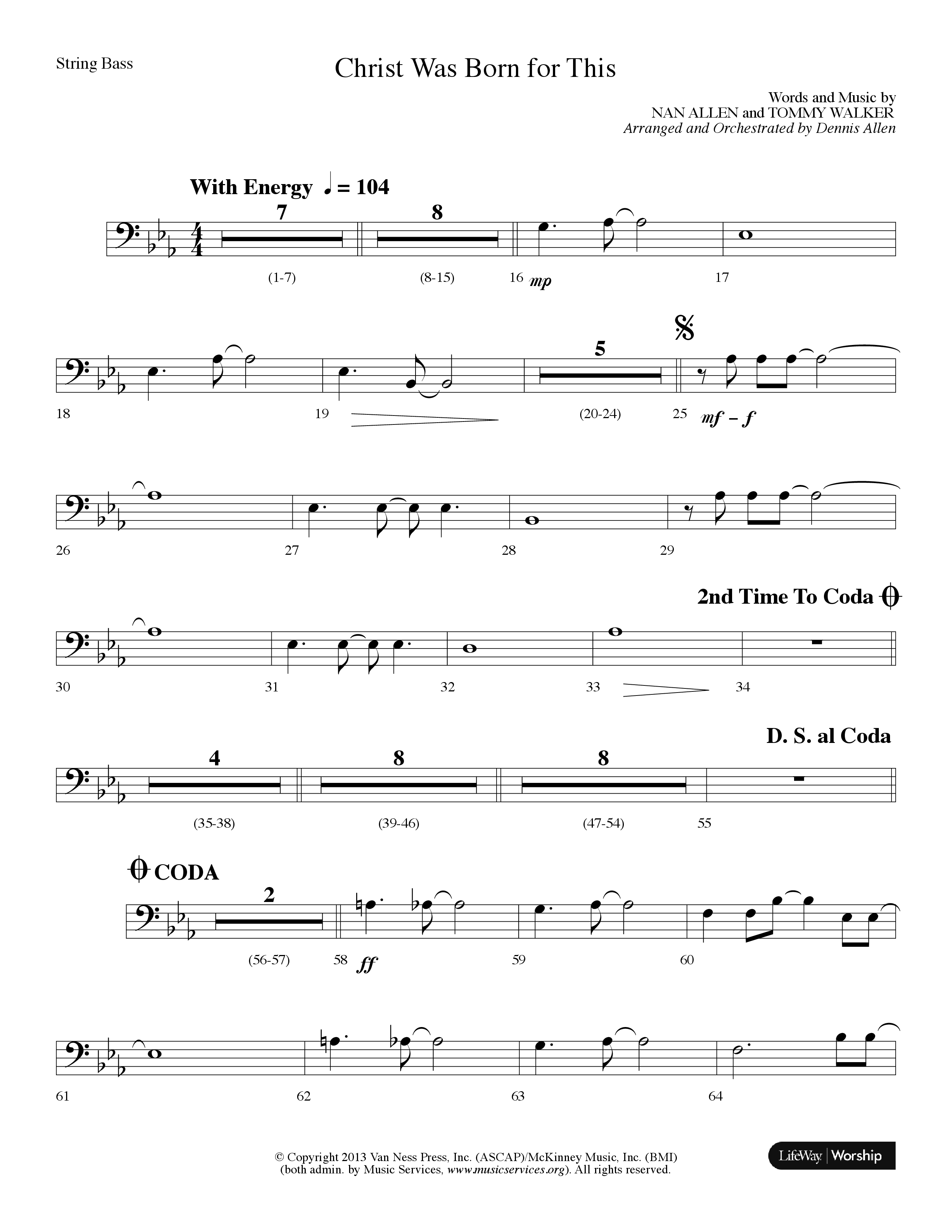 Christ Was Born For This (Choral Anthem SATB) String Bass (Lifeway Choral / Arr. Dennis Allen)