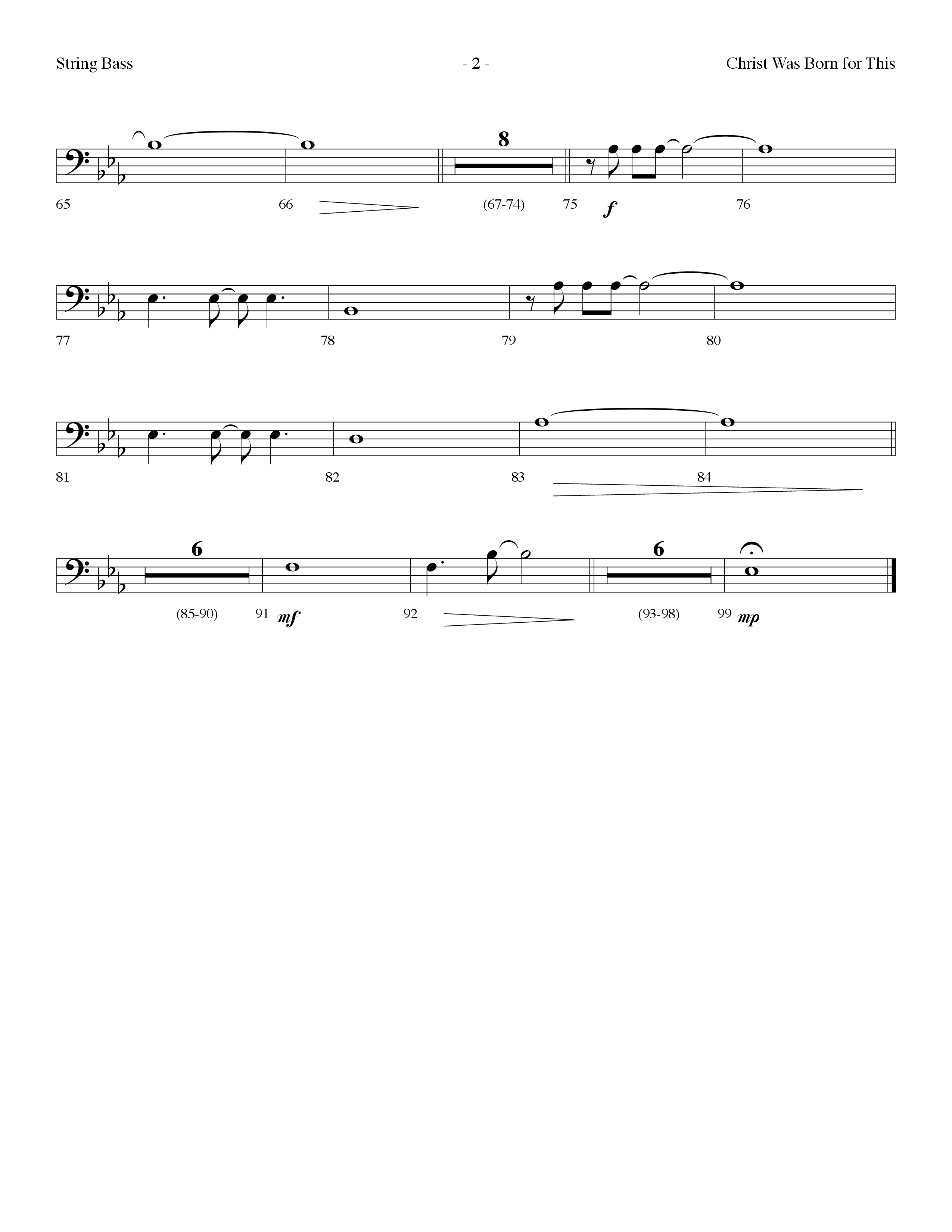 Christ Was Born For This (Choral Anthem SATB) String Bass (Lifeway Choral / Arr. Dennis Allen)