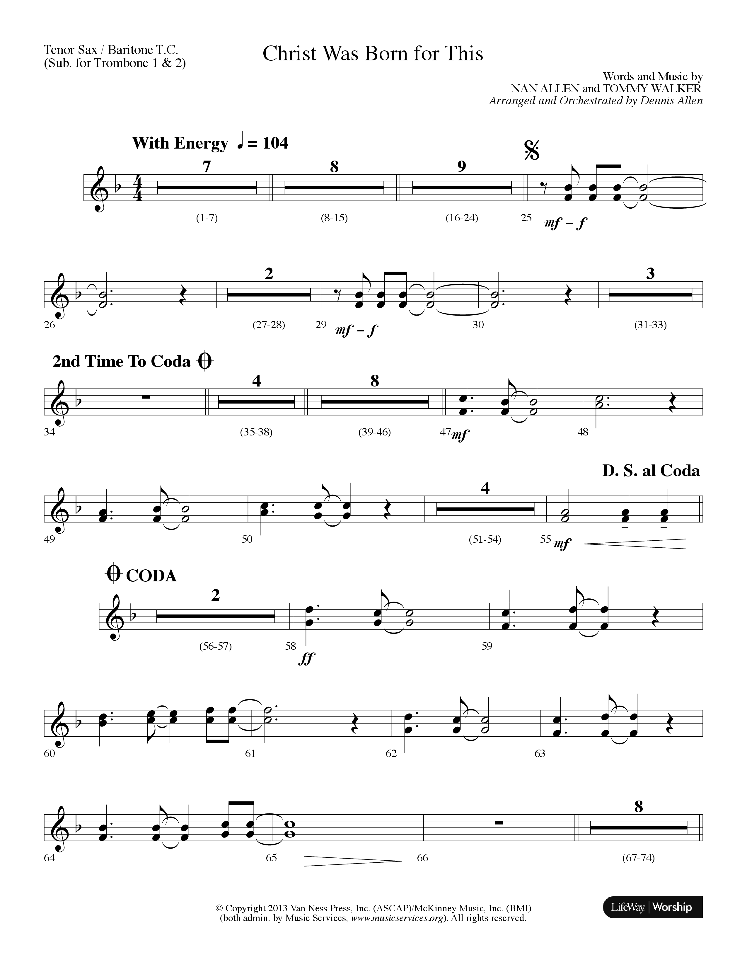 Christ Was Born For This (Choral Anthem SATB) Tenor Sax/Baritone T.C. (Lifeway Choral / Arr. Dennis Allen)