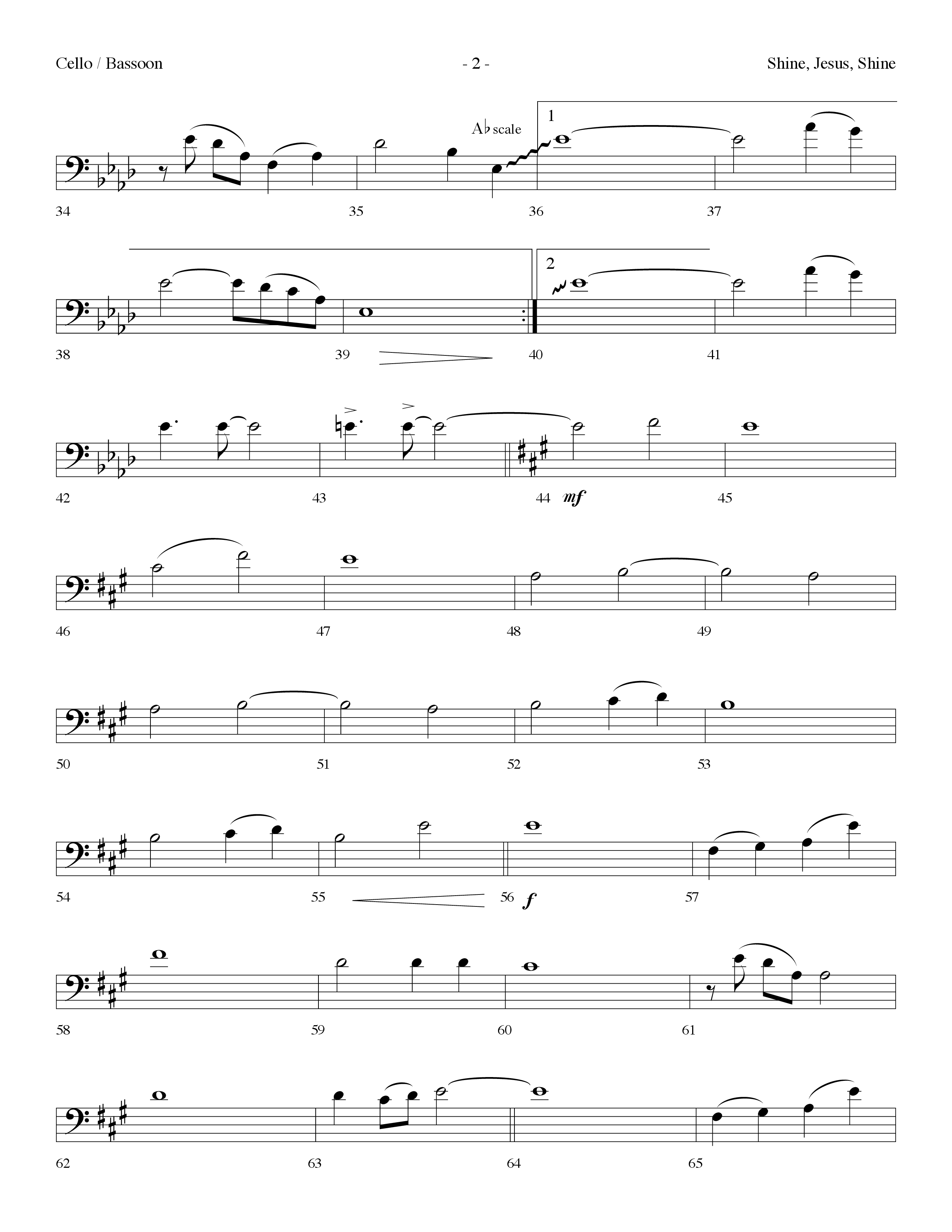 Shine Jesus Shine (Choral Anthem SATB) Cello (Lifeway Choral / Arr. Dennis Allen)