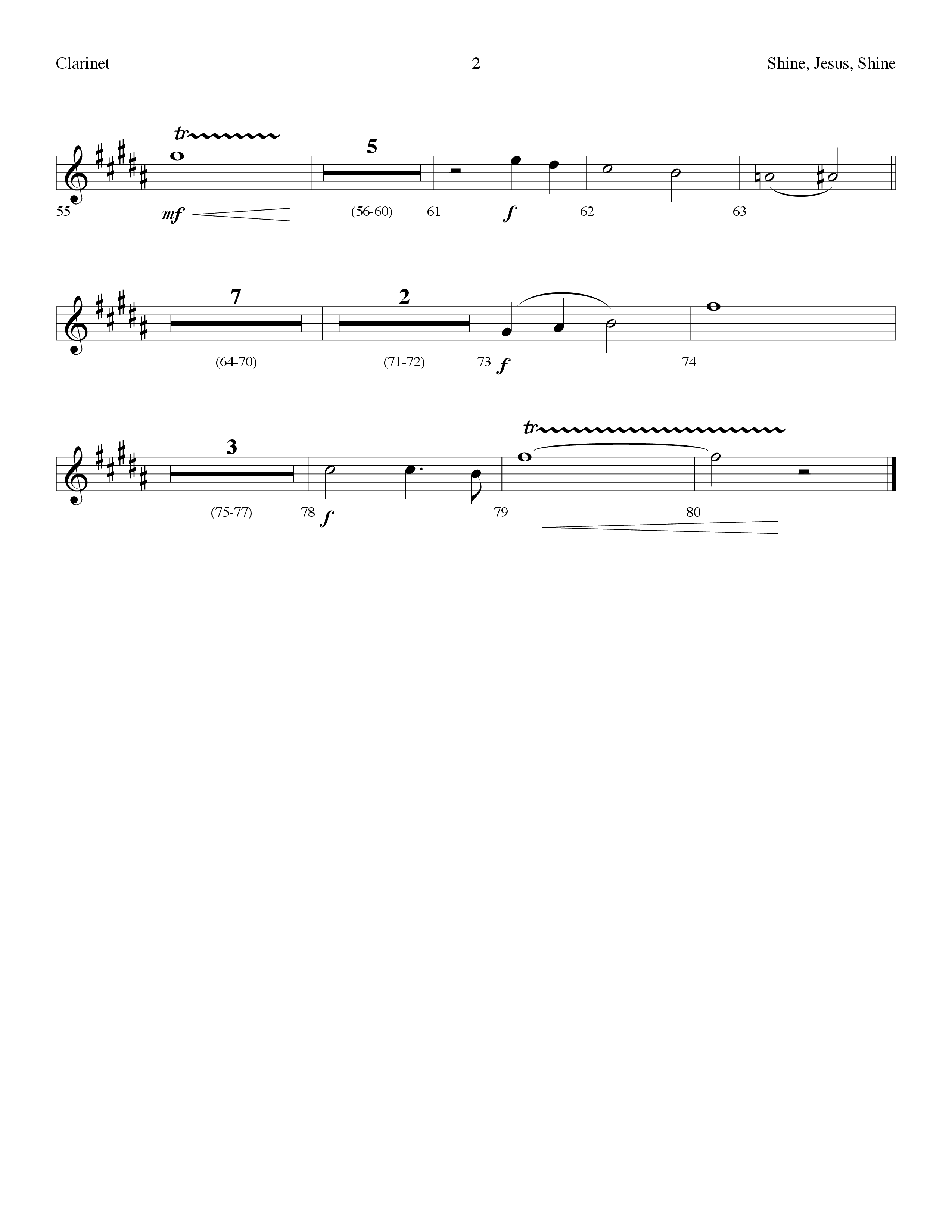 Shine Jesus Shine (Choral Anthem SATB) Clarinet (Lifeway Choral / Arr. Dennis Allen)