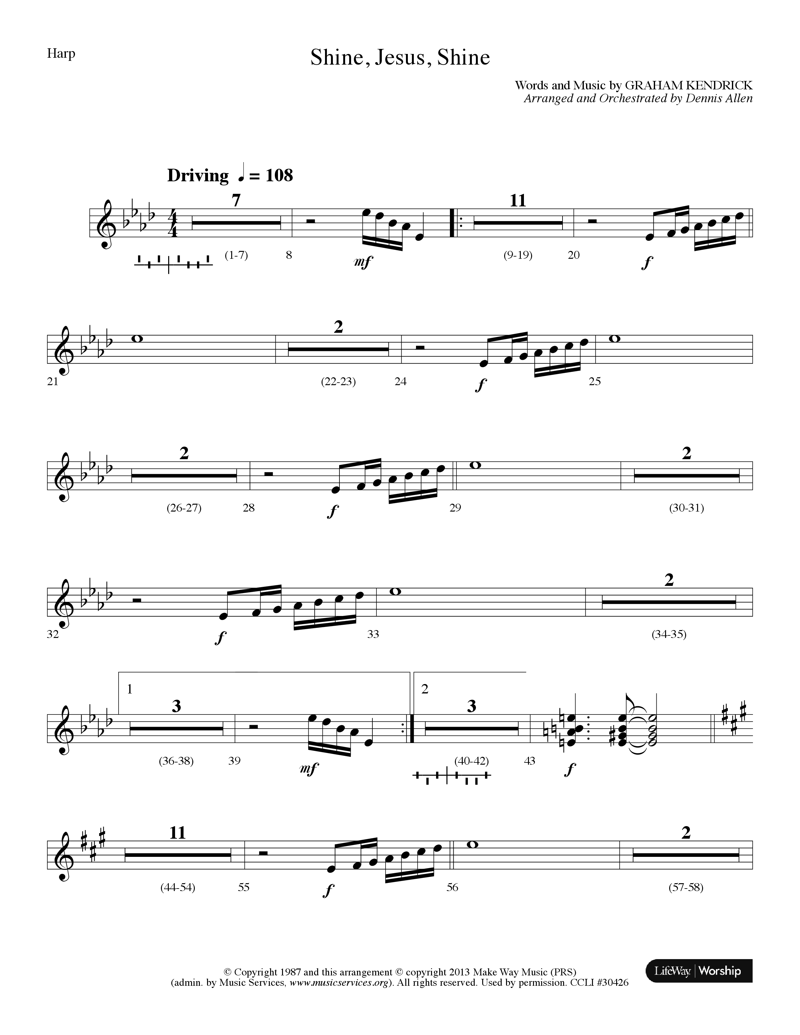 Shine Jesus Shine (Choral Anthem SATB) Harp (Lifeway Choral / Arr. Dennis Allen)