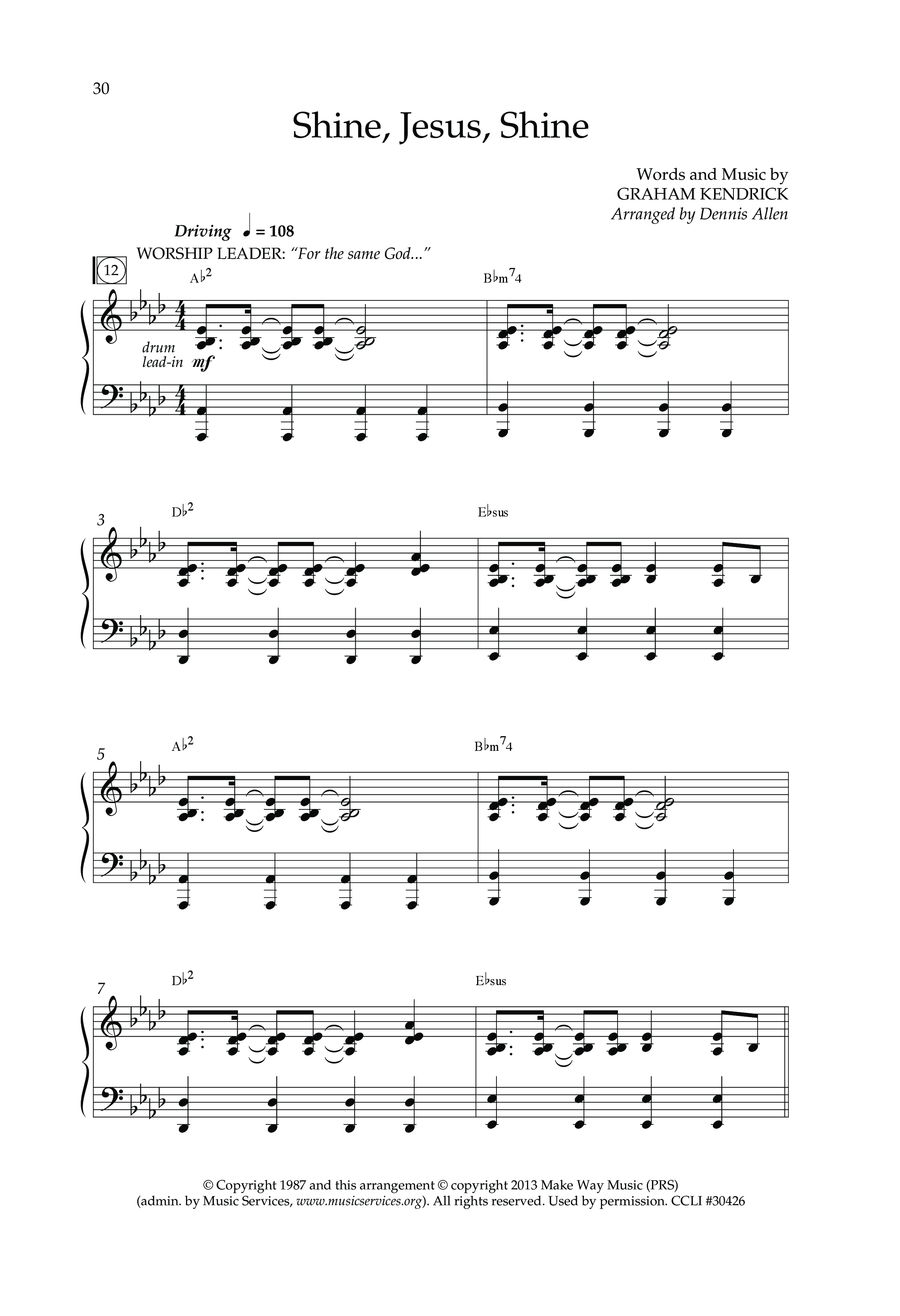 Shine Jesus Shine (Choral Anthem SATB) Anthem (SATB/Piano) (Lifeway Choral / Arr. Dennis Allen)