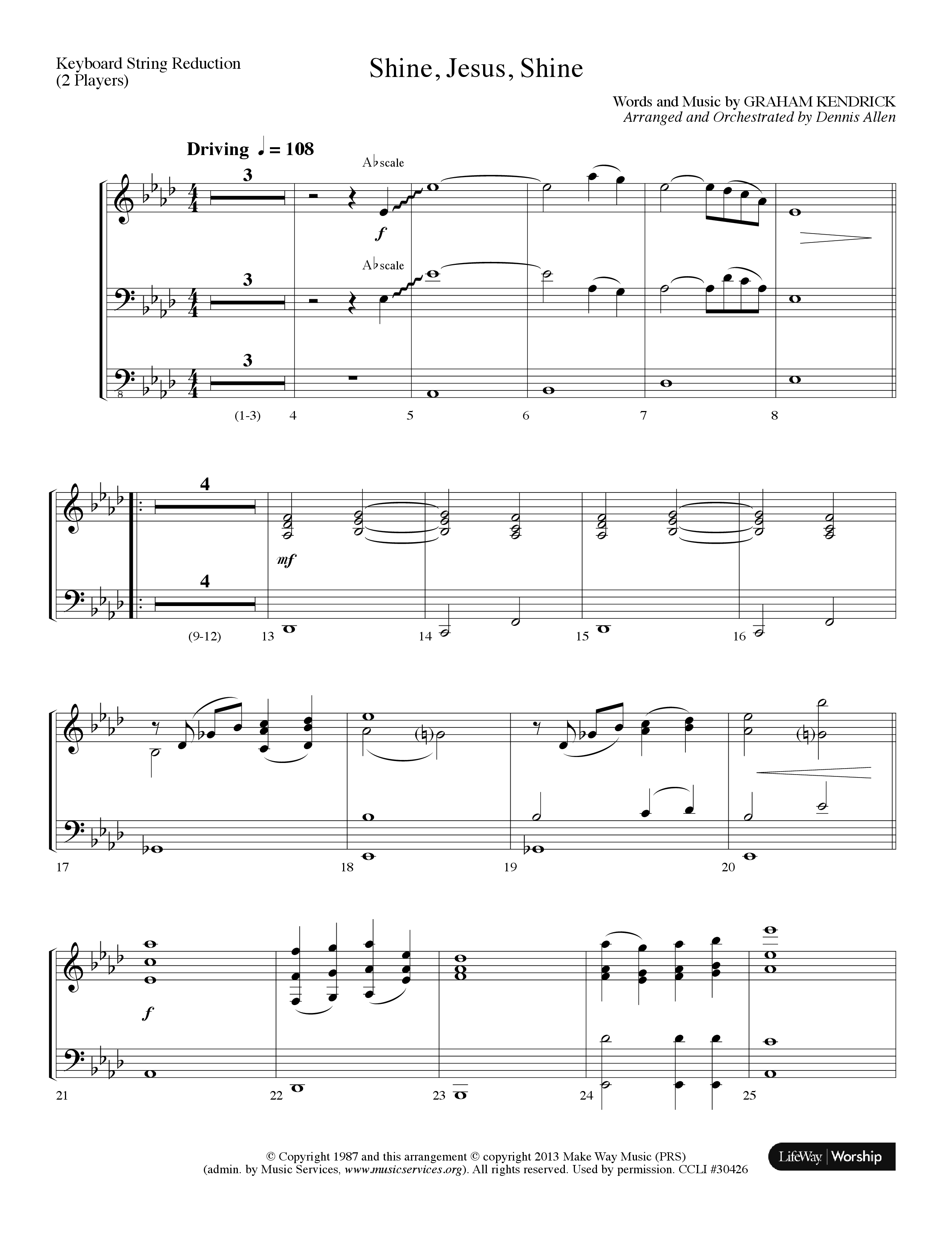 Shine Jesus Shine (Choral Anthem SATB) String Reduction (Lifeway Choral / Arr. Dennis Allen)