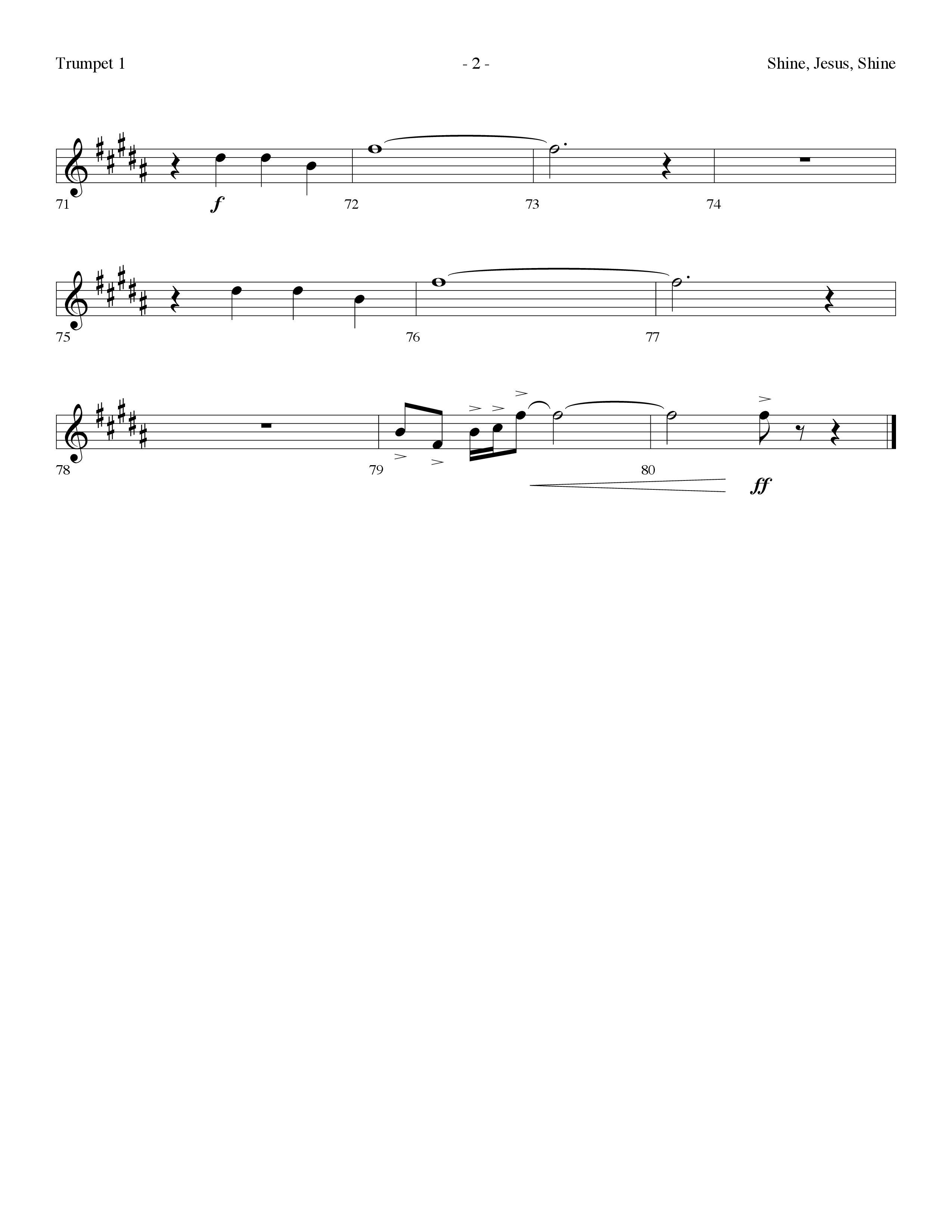 Shine Jesus Shine (Choral Anthem SATB) Trumpet 1 (Lifeway Choral / Arr. Dennis Allen)