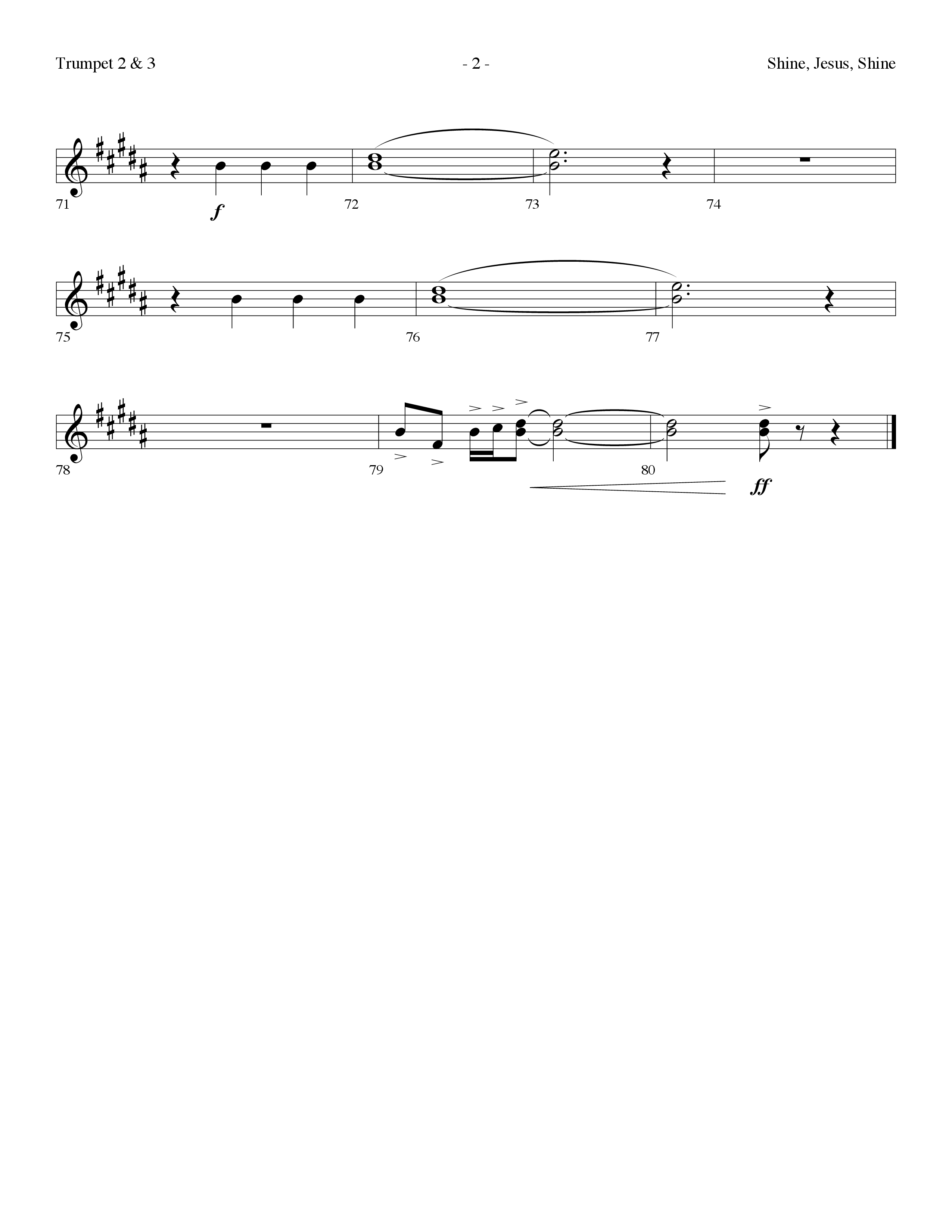 Shine Jesus Shine (Choral Anthem SATB) Trumpet 2/3 (Lifeway Choral / Arr. Dennis Allen)