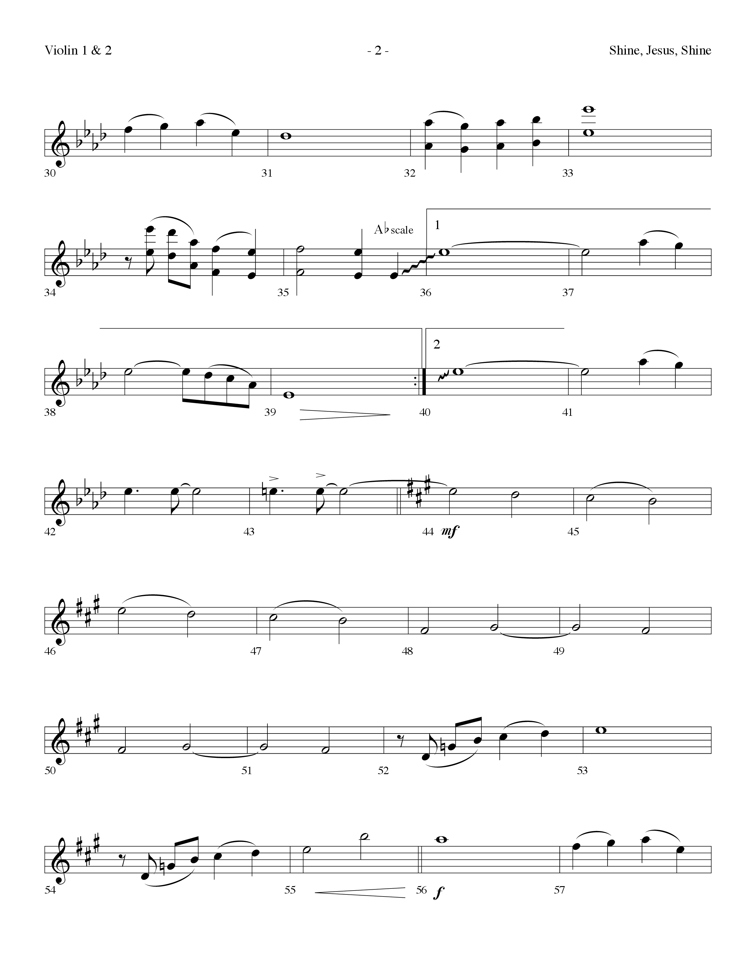 Shine Jesus Shine (Choral Anthem SATB) Violin 1/2 (Lifeway Choral / Arr. Dennis Allen)