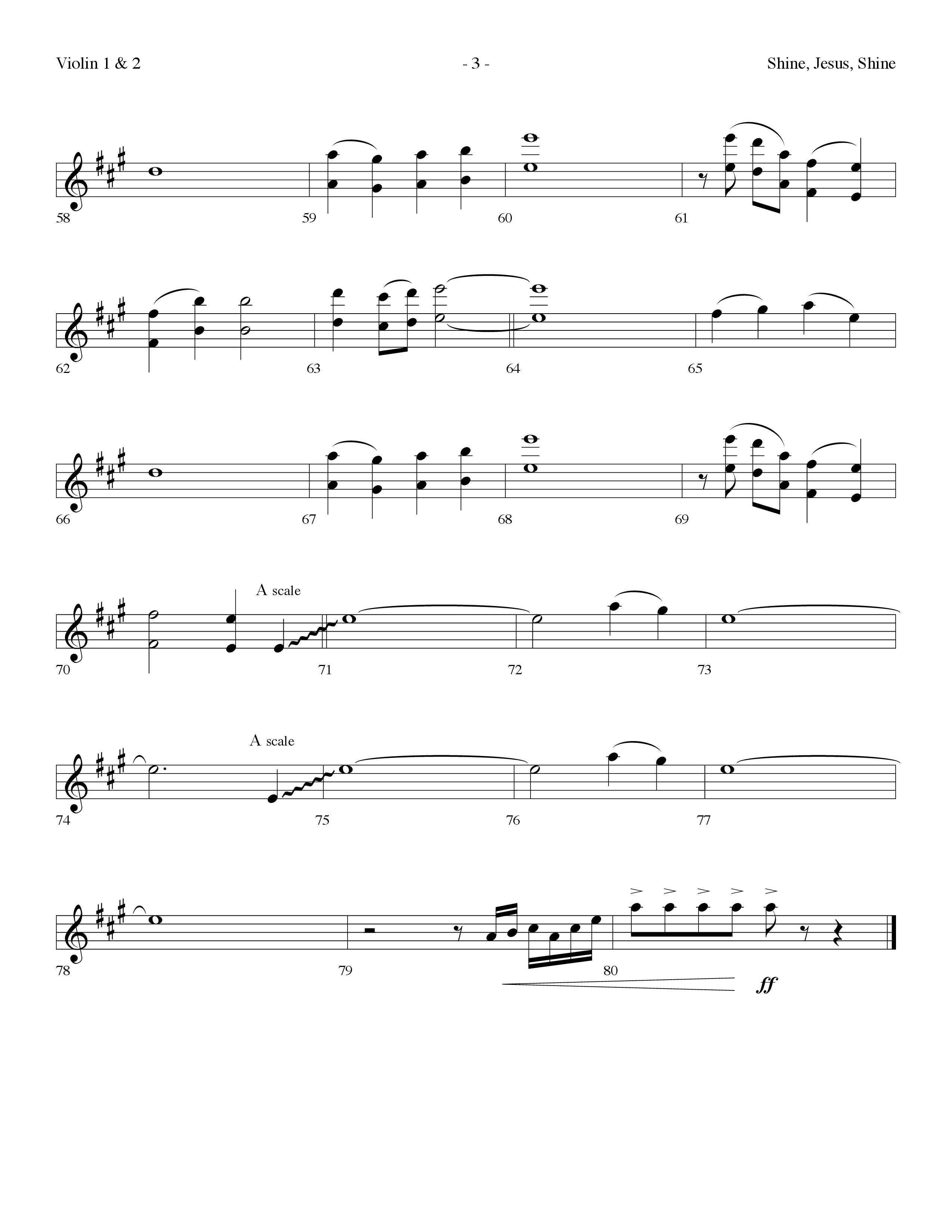 Shine Jesus Shine (Choral Anthem SATB) Violin 1/2 (Lifeway Choral / Arr. Dennis Allen)