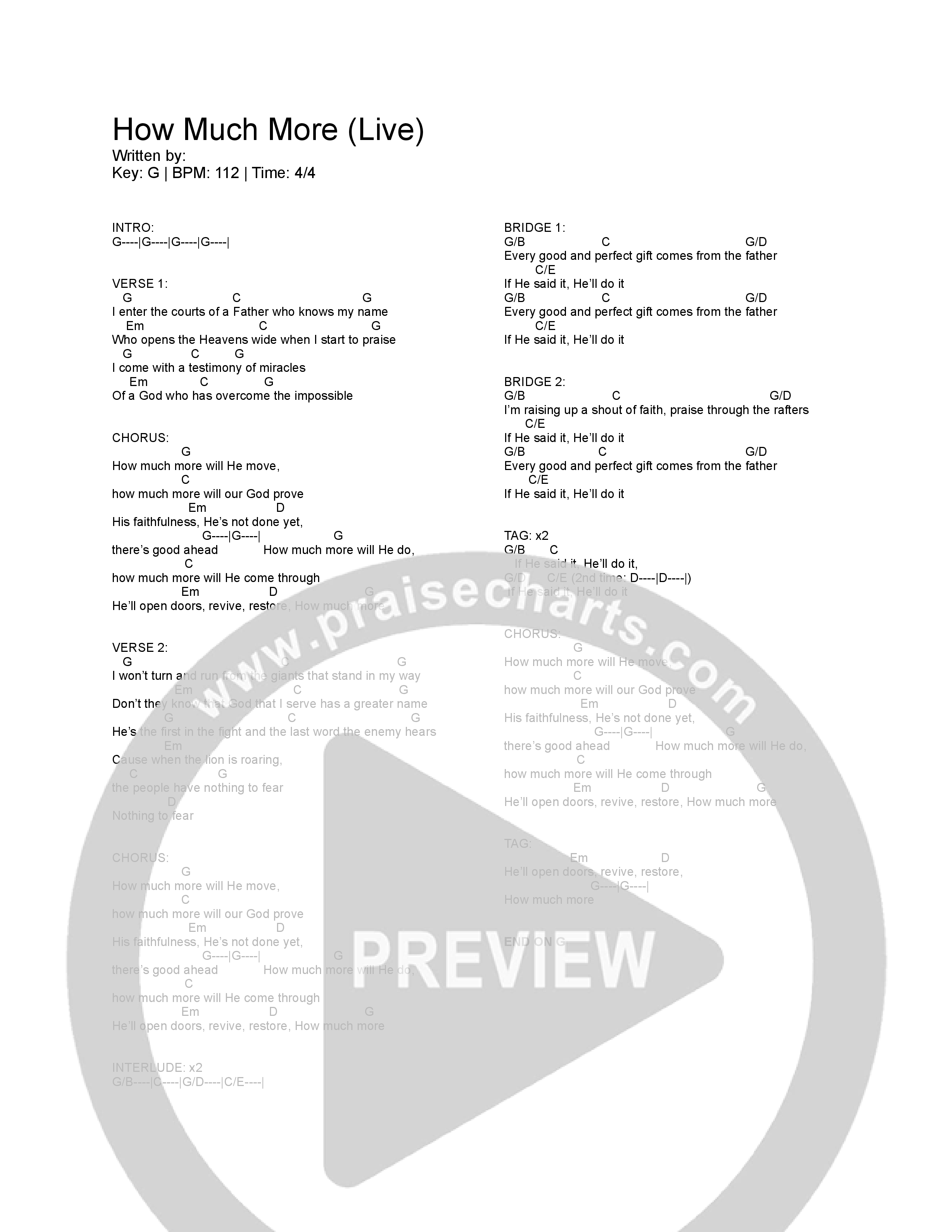 How Much More Chord Chart (Vertical Worship)