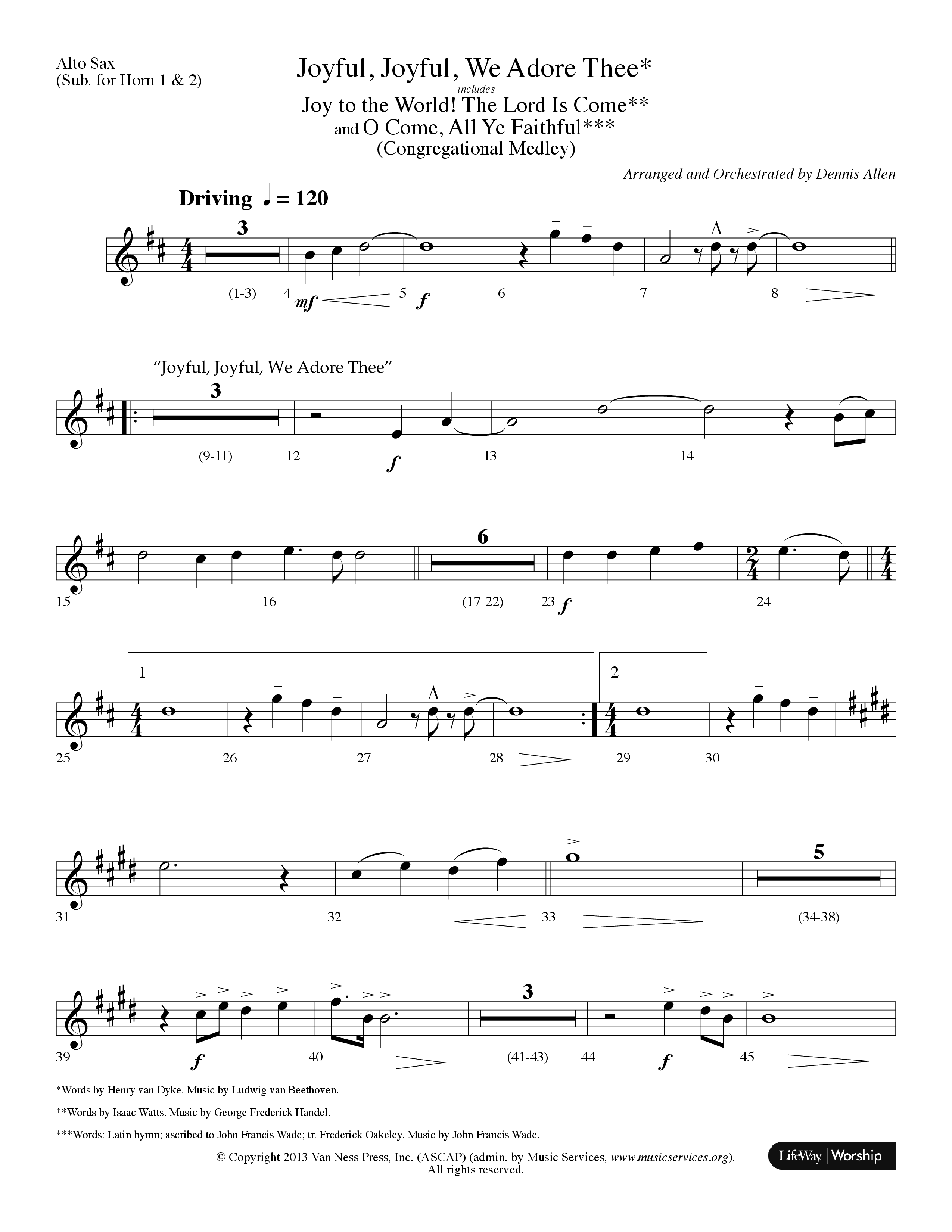 Joyful Joyful We Adore Thee (Choral Anthem SATB) Alto Sax (Lifeway Choral / Arr. Dennis Allen)