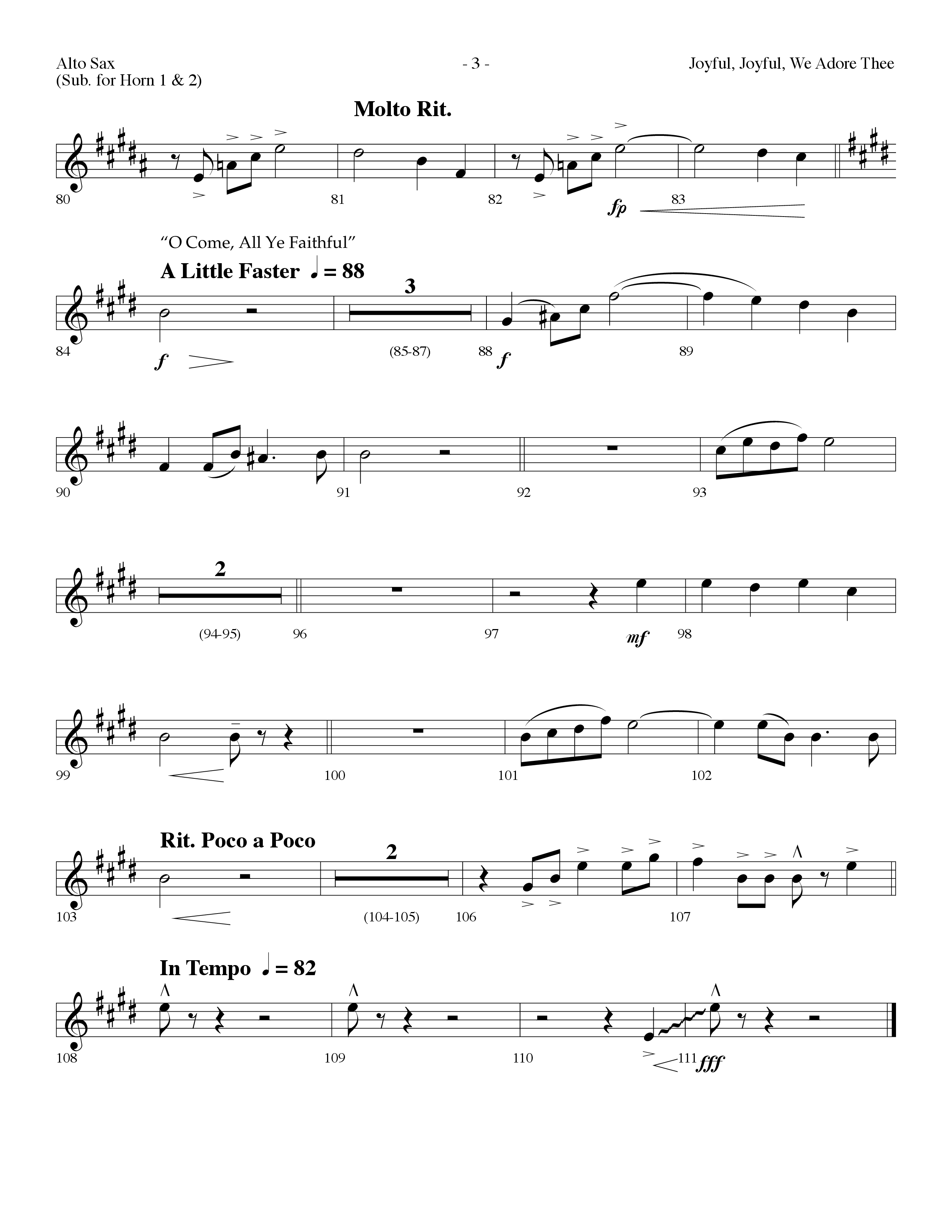 Joyful Joyful We Adore Thee (Choral Anthem SATB) Alto Sax (Lifeway Choral / Arr. Dennis Allen)