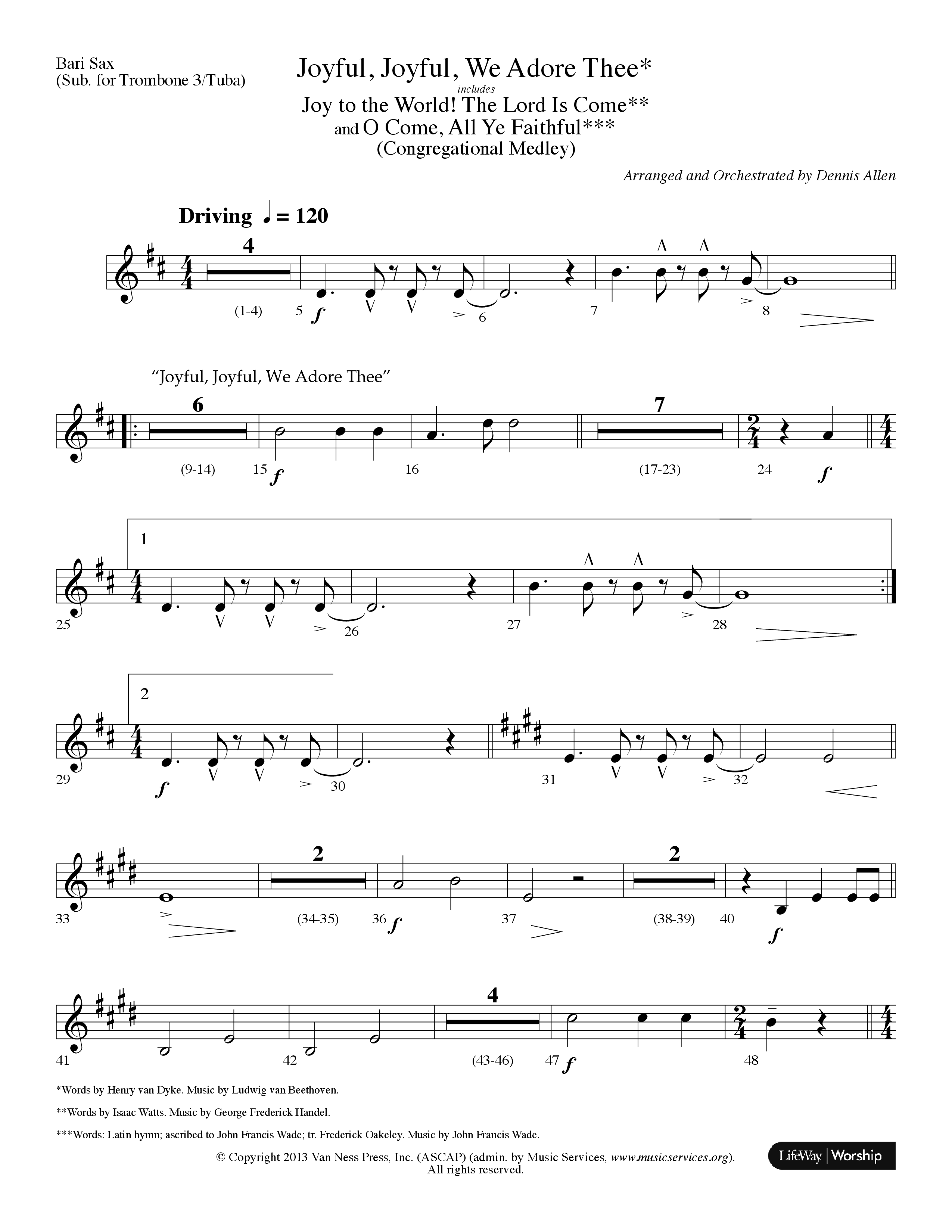 Joyful Joyful We Adore Thee (Choral Anthem SATB) Bari Sax (Lifeway Choral / Arr. Dennis Allen)