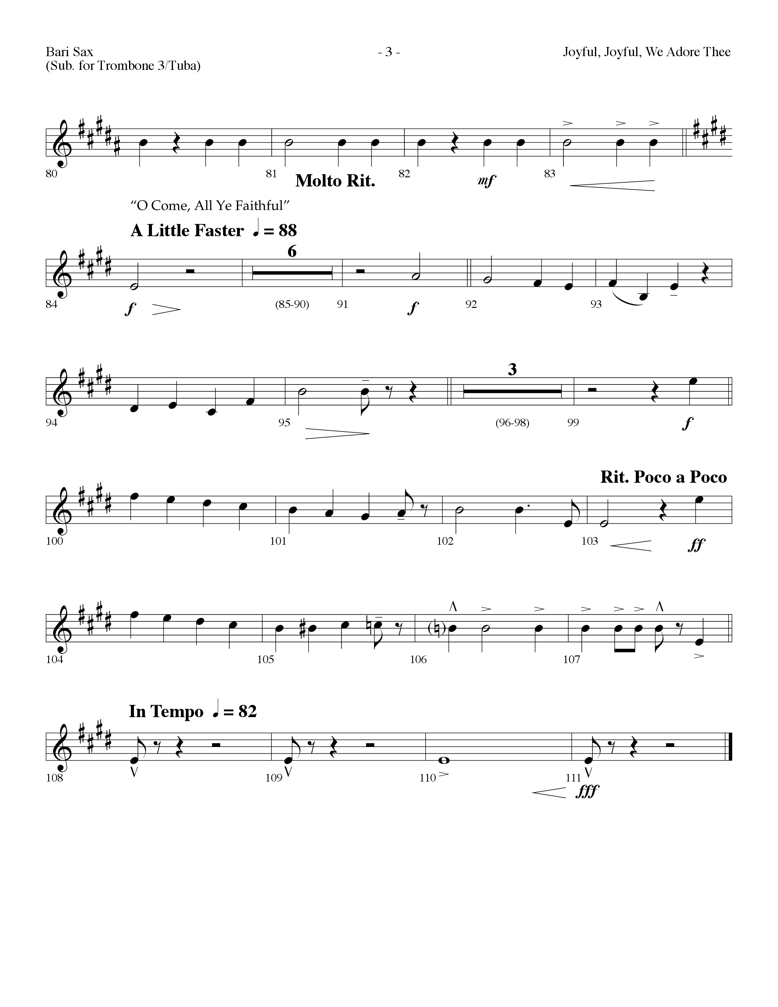 Joyful Joyful We Adore Thee (Choral Anthem SATB) Bari Sax (Lifeway Choral / Arr. Dennis Allen)