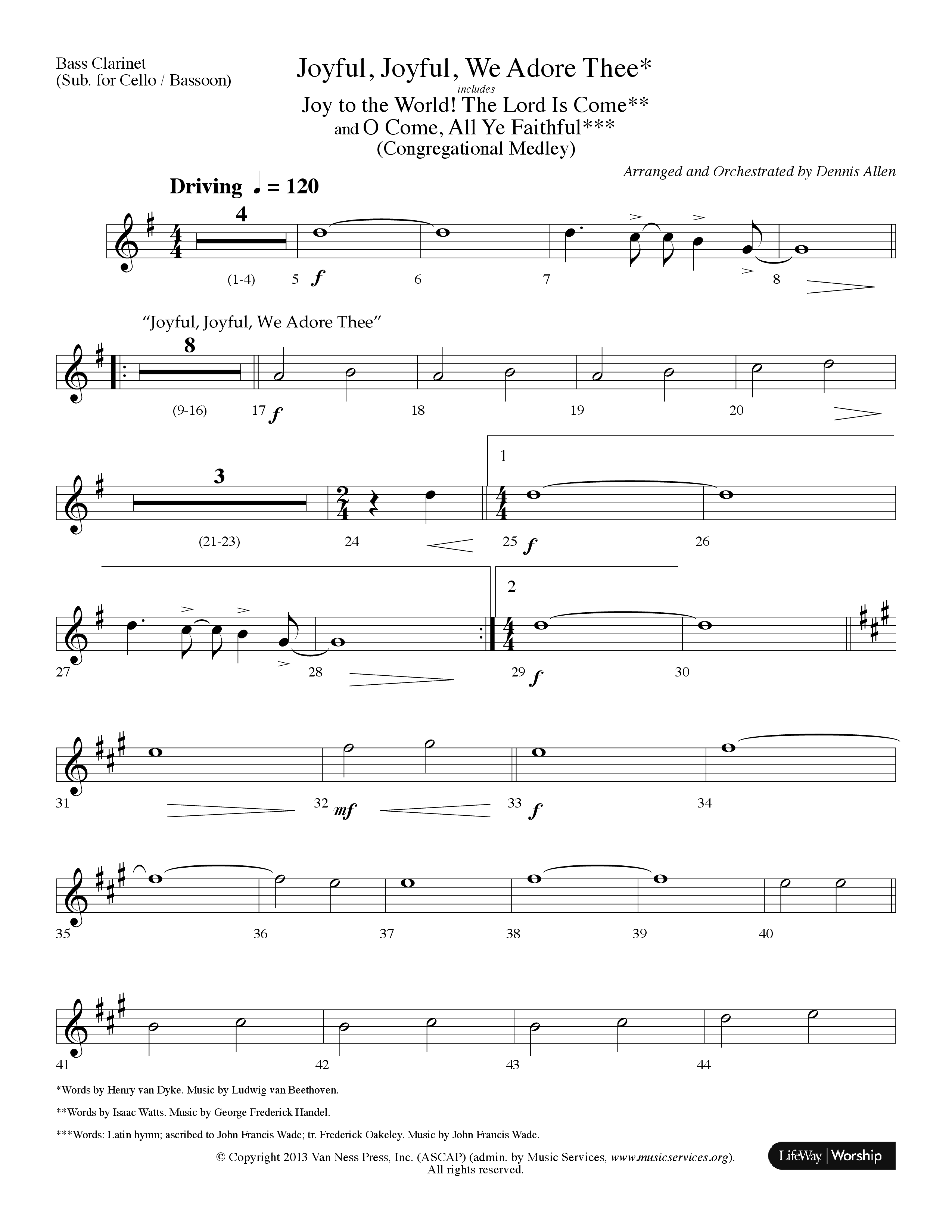 Joyful Joyful We Adore Thee (Choral Anthem SATB) Bass Clarinet (Lifeway Choral / Arr. Dennis Allen)