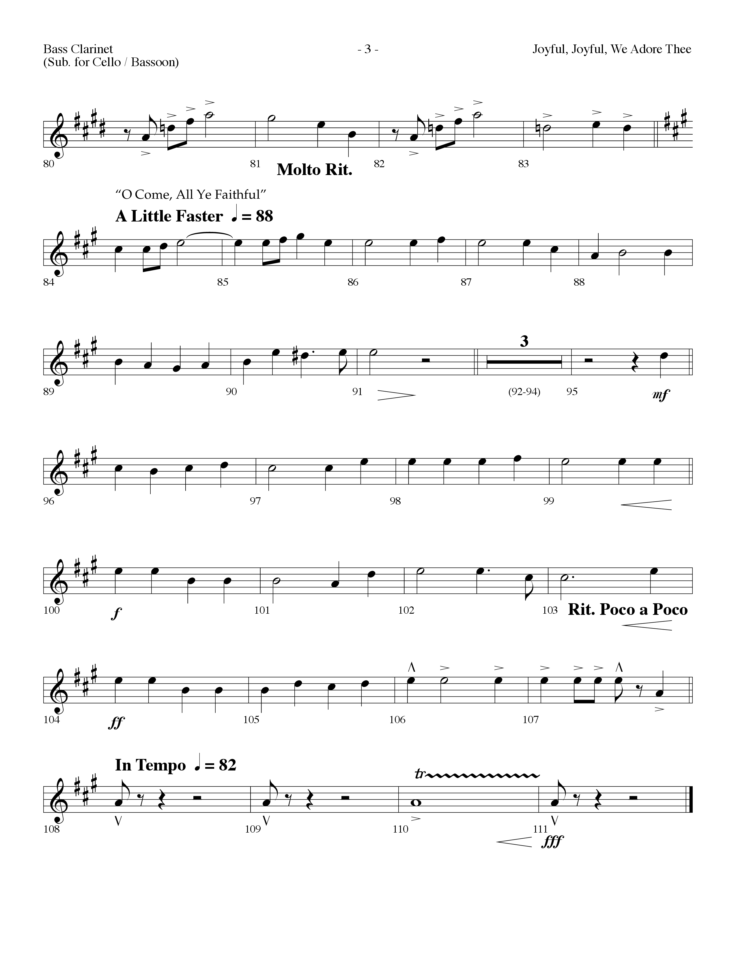 Joyful Joyful We Adore Thee (Choral Anthem SATB) Bass Clarinet (Lifeway Choral / Arr. Dennis Allen)