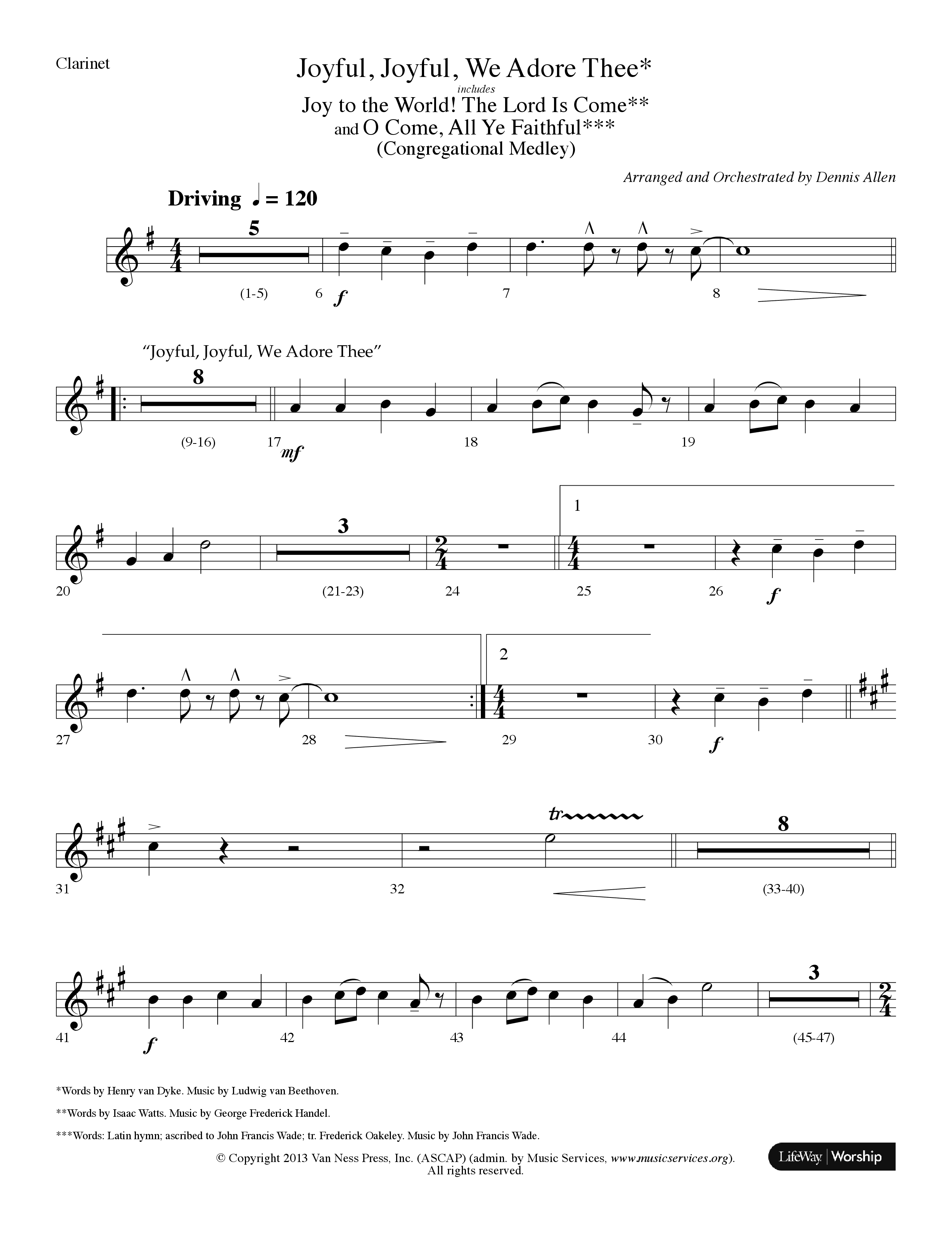 Joyful Joyful We Adore Thee (Choral Anthem SATB) Clarinet (Lifeway Choral / Arr. Dennis Allen)