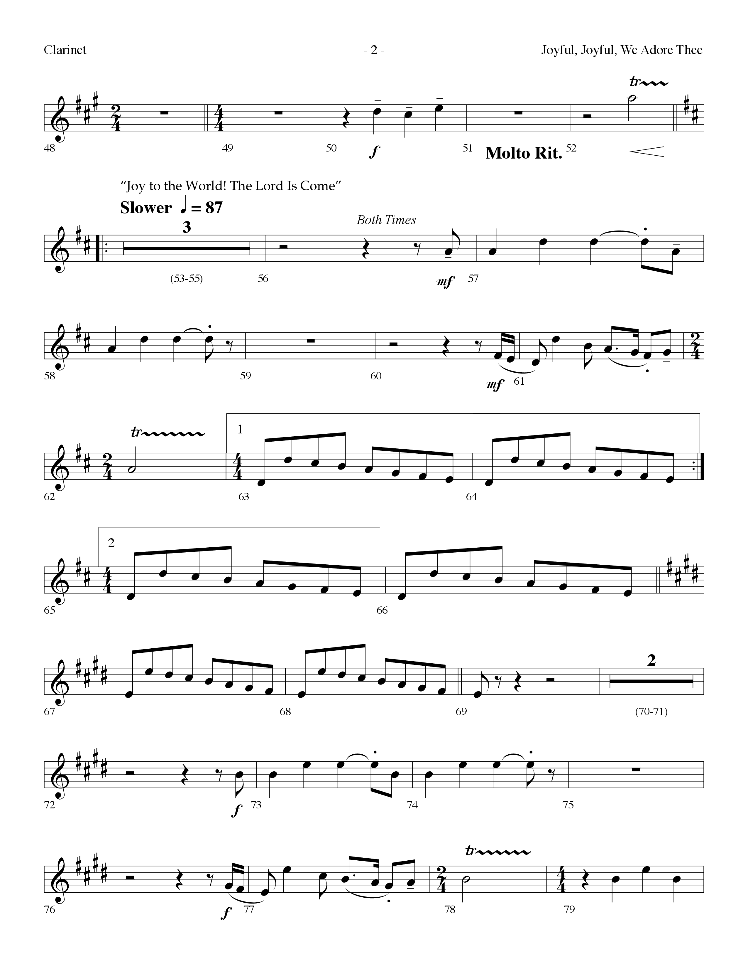 Joyful Joyful We Adore Thee (Choral Anthem SATB) Clarinet (Lifeway Choral / Arr. Dennis Allen)