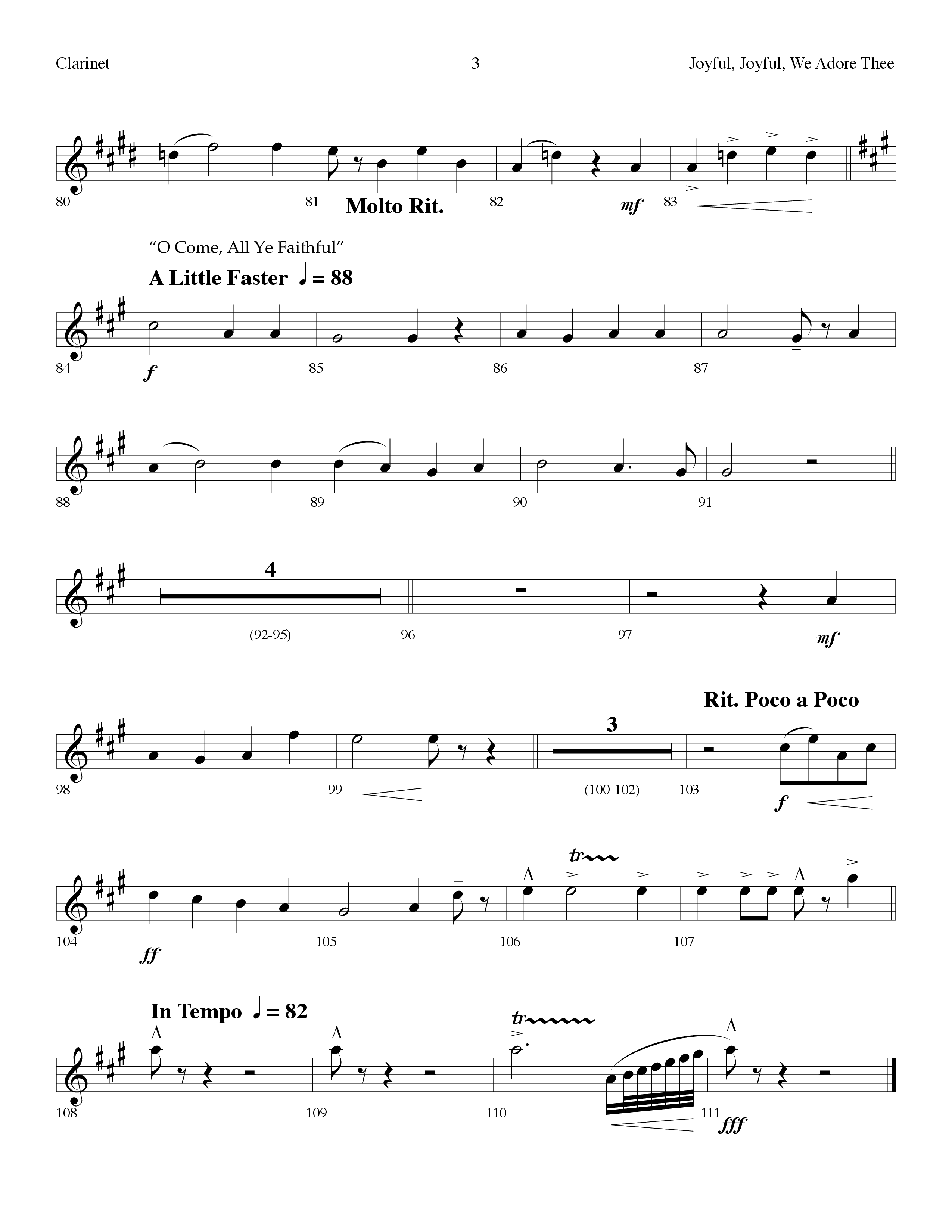 Joyful Joyful We Adore Thee (Choral Anthem SATB) Clarinet (Lifeway Choral / Arr. Dennis Allen)