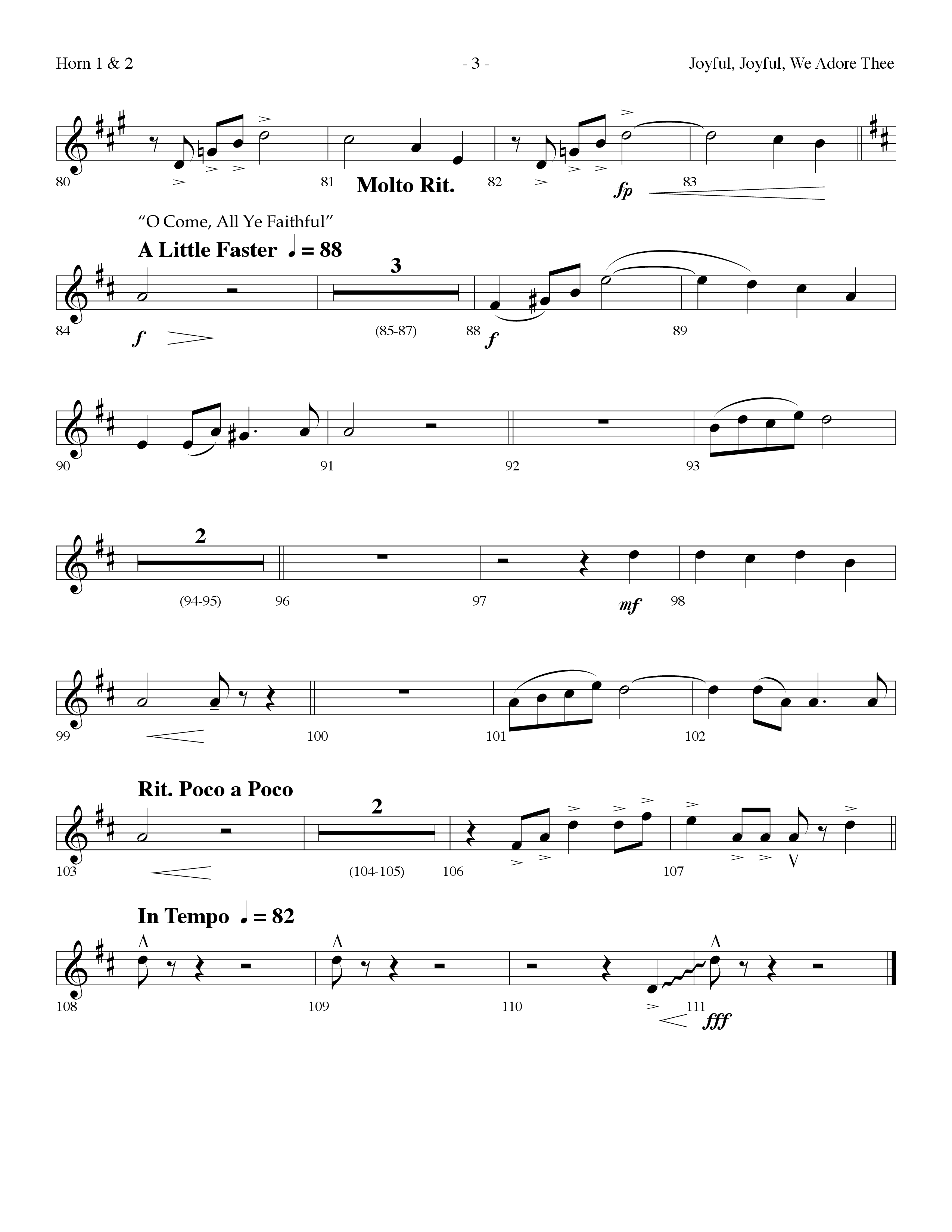 Joyful Joyful We Adore Thee (Choral Anthem SATB) French Horn 1/2 (Lifeway Choral / Arr. Dennis Allen)