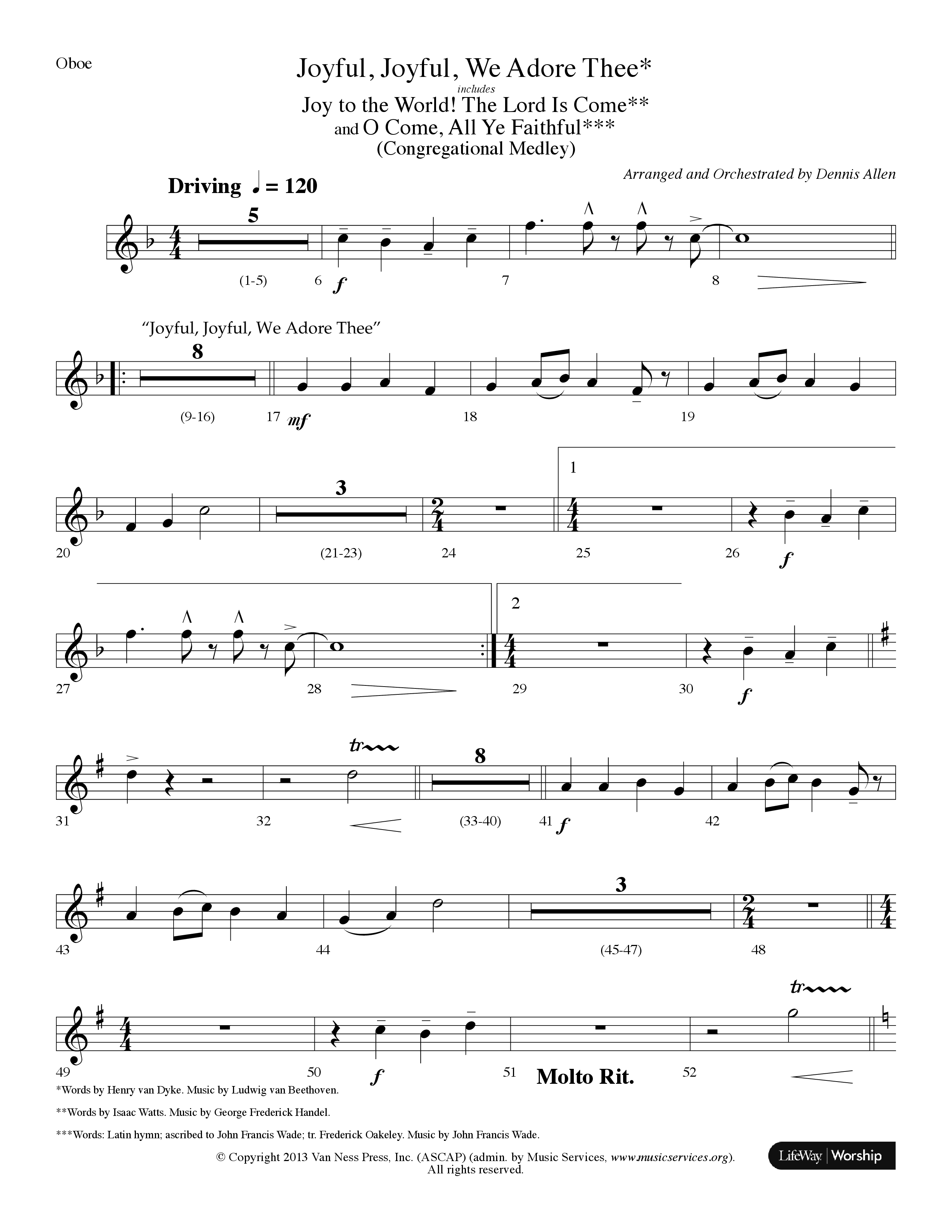 Joyful Joyful We Adore Thee (Choral Anthem SATB) Oboe (Lifeway Choral / Arr. Dennis Allen)