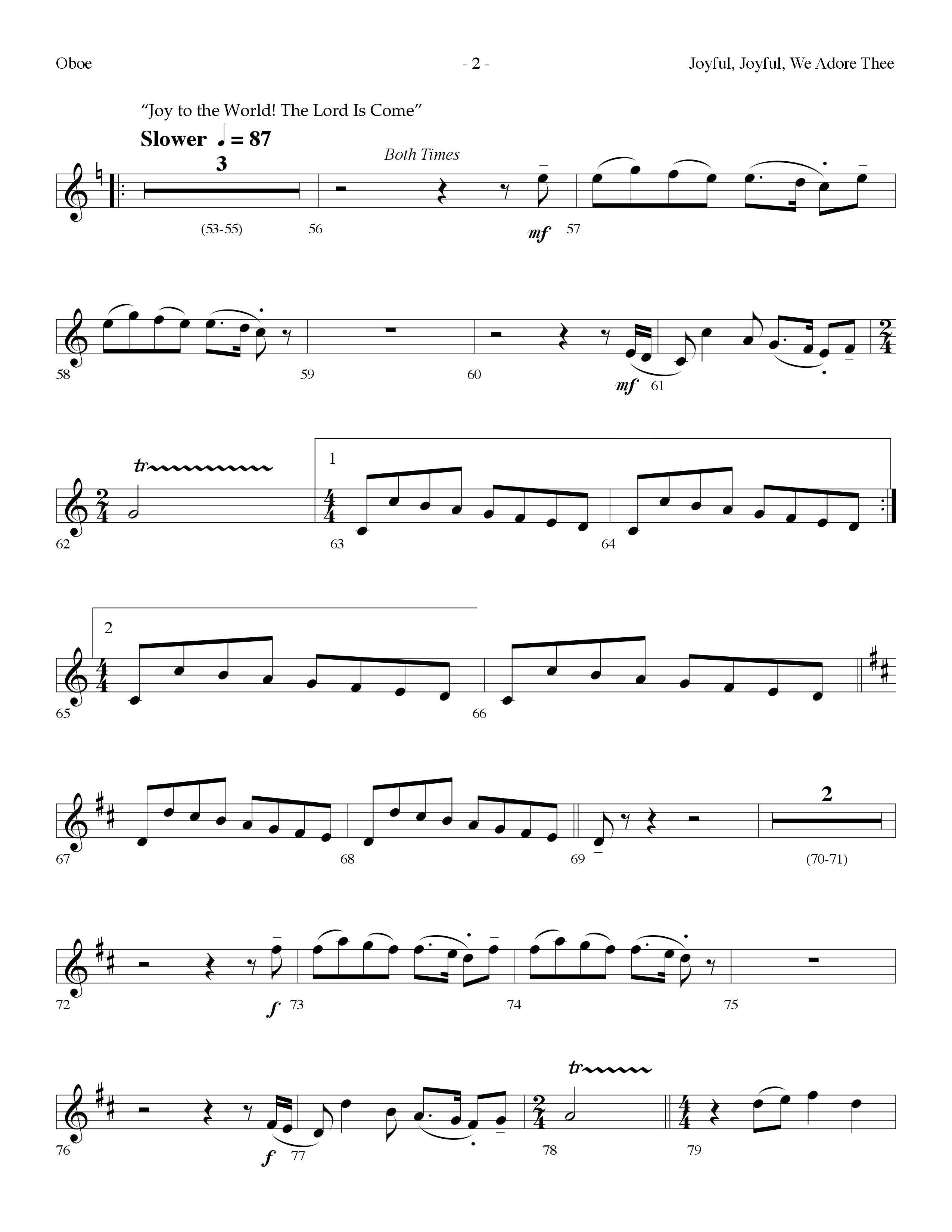 Joyful Joyful We Adore Thee (Choral Anthem SATB) Oboe (Lifeway Choral / Arr. Dennis Allen)