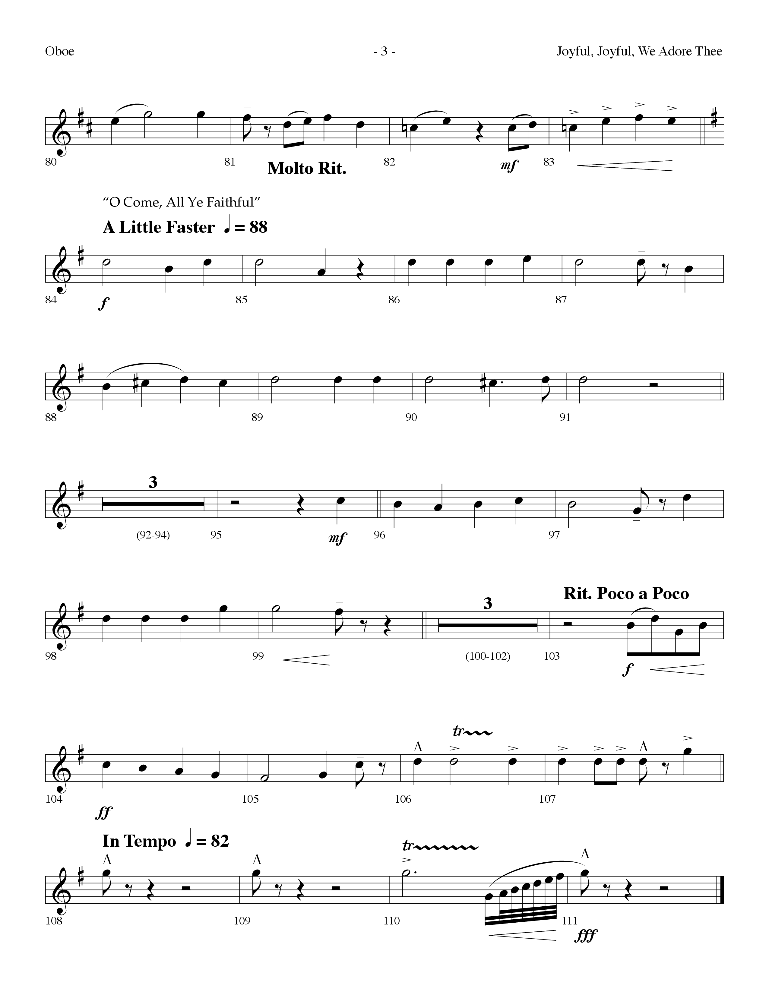 Joyful Joyful We Adore Thee (Choral Anthem SATB) Oboe (Lifeway Choral / Arr. Dennis Allen)