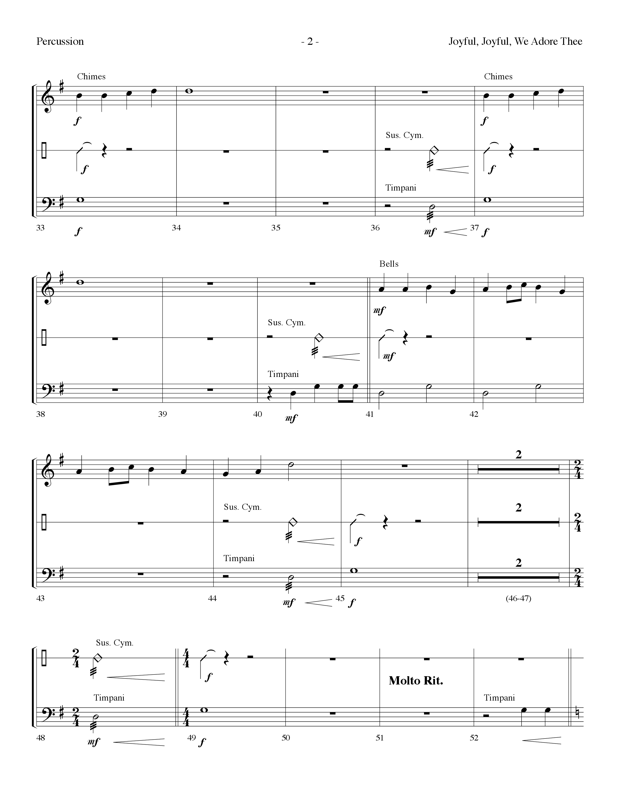 Joyful Joyful We Adore Thee (Choral Anthem SATB) Percussion (Lifeway Choral / Arr. Dennis Allen)
