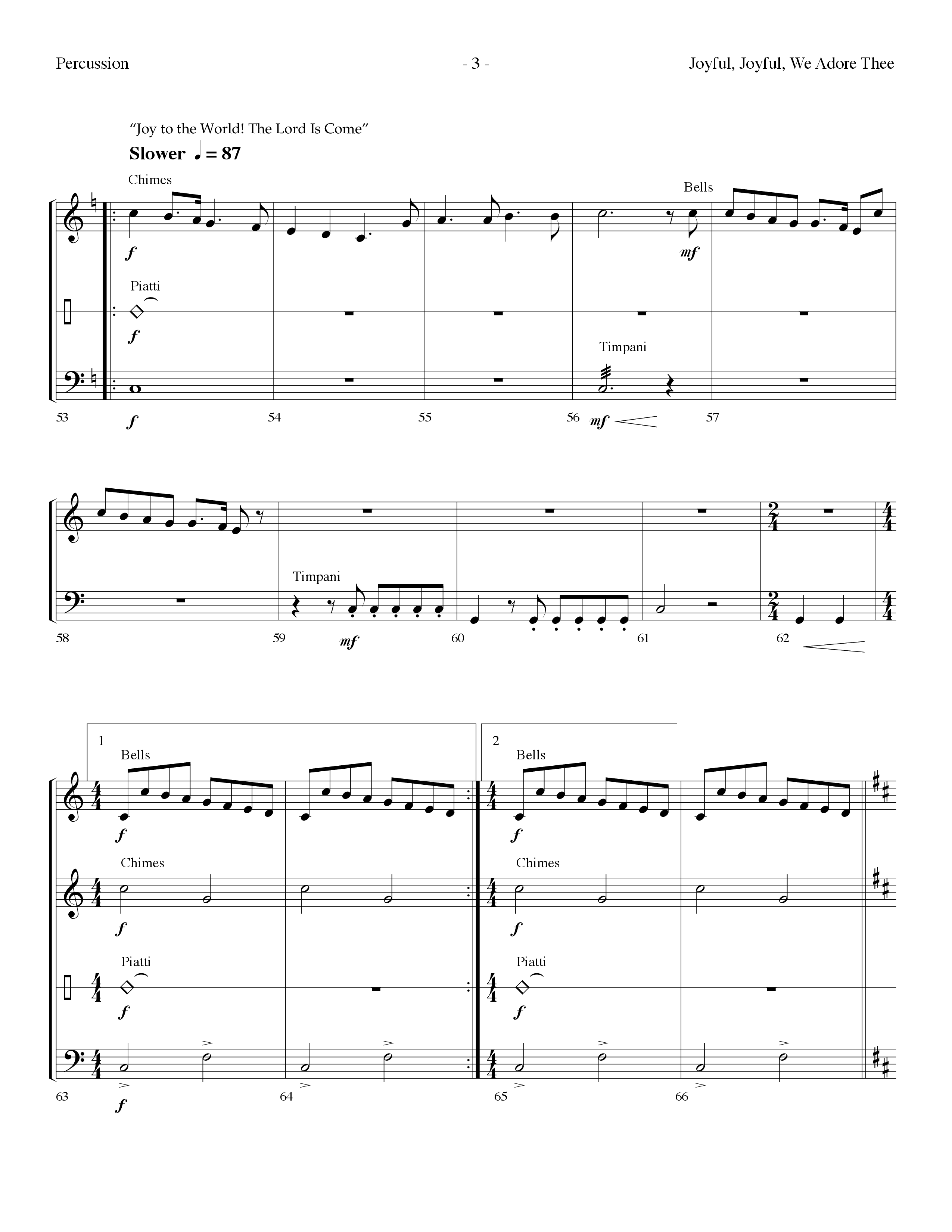 Joyful Joyful We Adore Thee (Choral Anthem SATB) Percussion (Lifeway Choral / Arr. Dennis Allen)