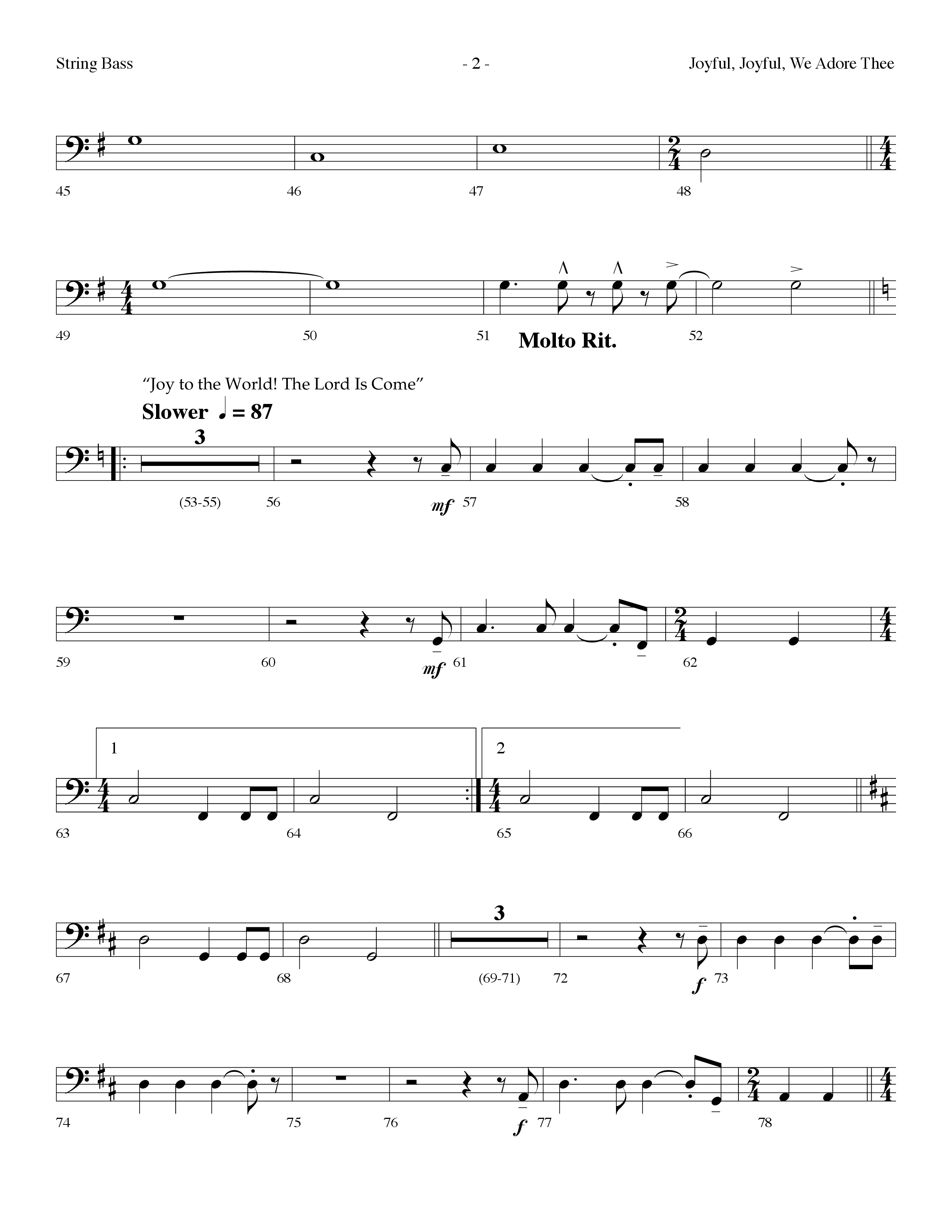Joyful Joyful We Adore Thee (Choral Anthem SATB) String Bass (Lifeway Choral / Arr. Dennis Allen)