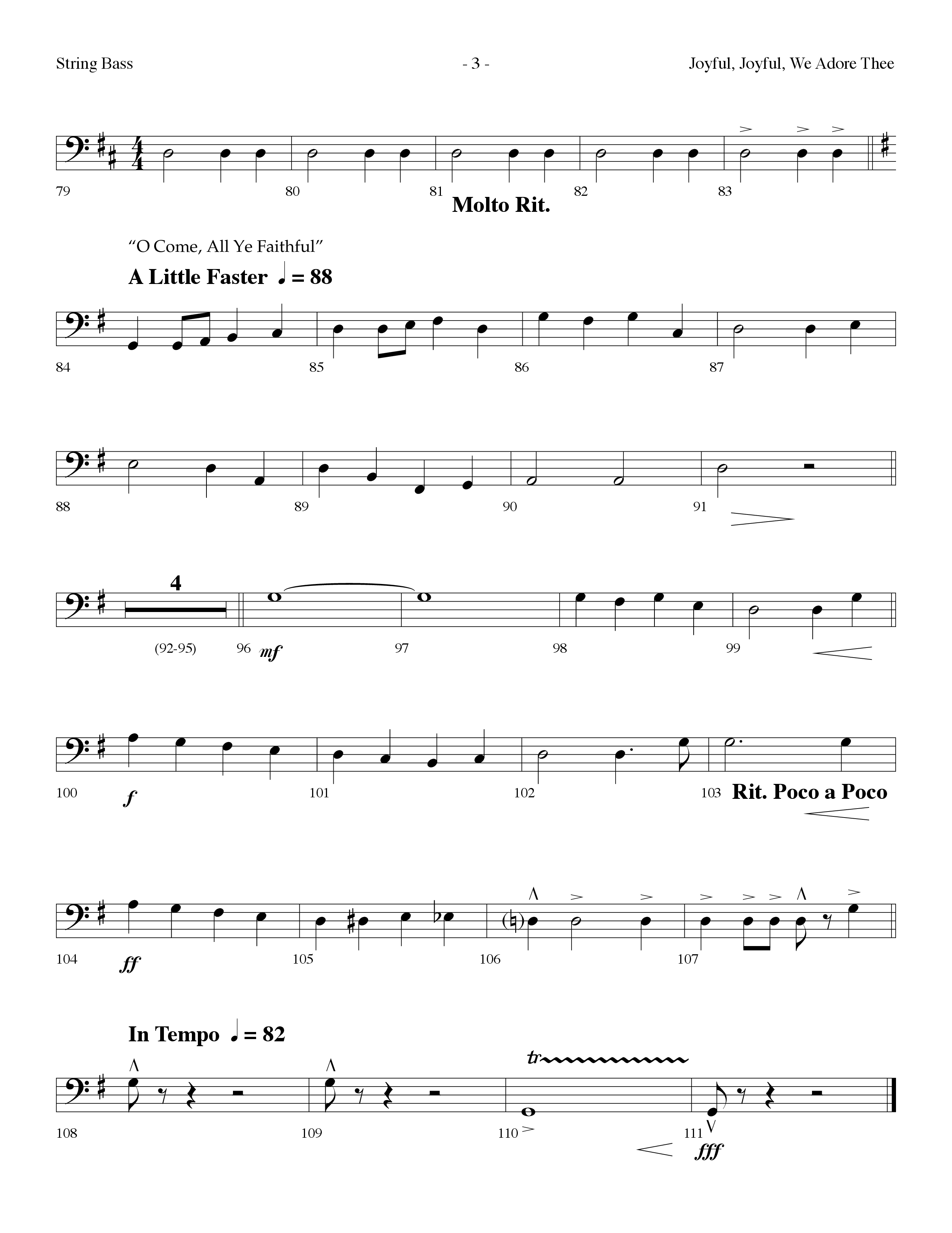 Joyful Joyful We Adore Thee (Choral Anthem SATB) String Bass (Lifeway Choral / Arr. Dennis Allen)