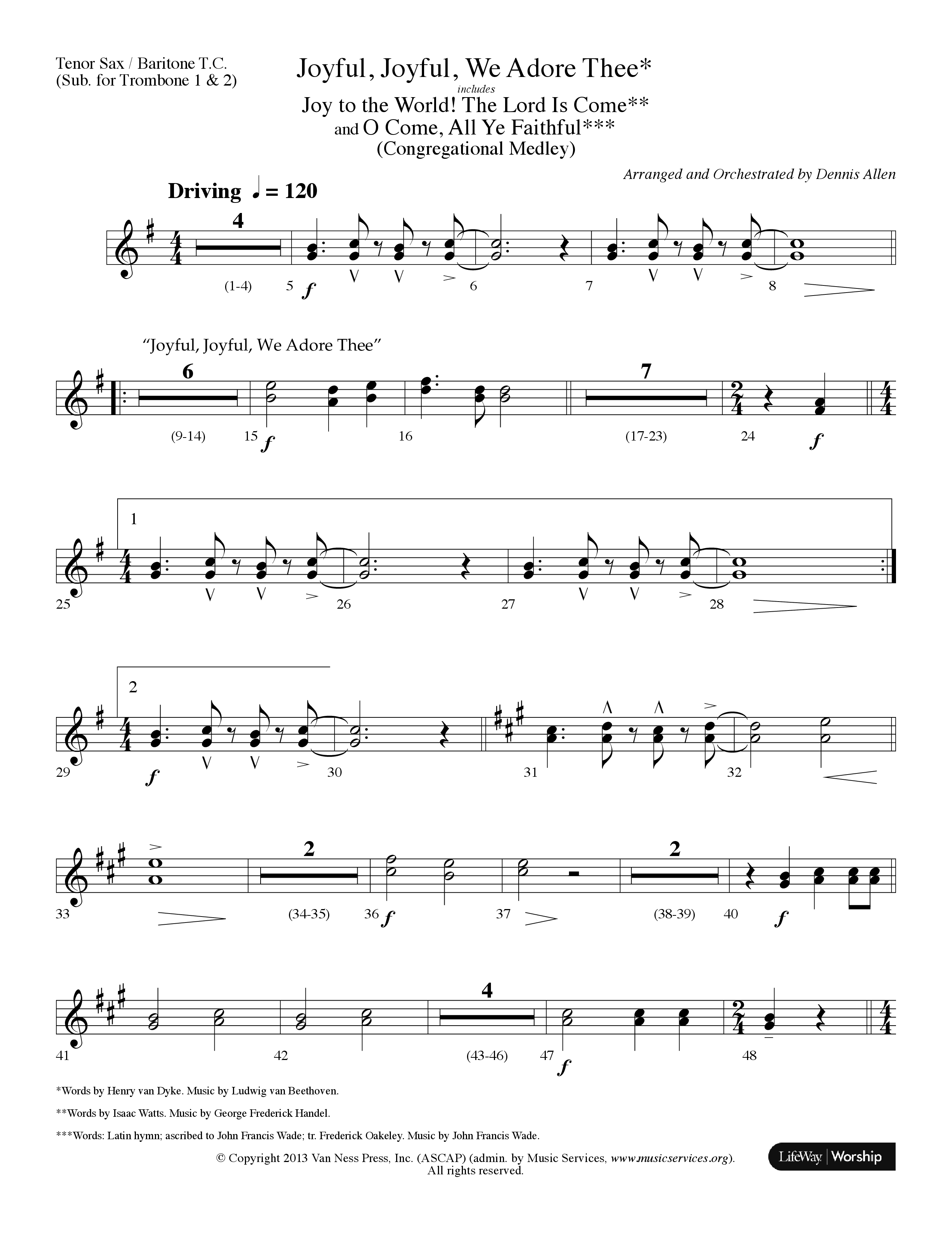 Joyful Joyful We Adore Thee (Choral Anthem SATB) Tenor Sax/Baritone T.C. (Lifeway Choral / Arr. Dennis Allen)