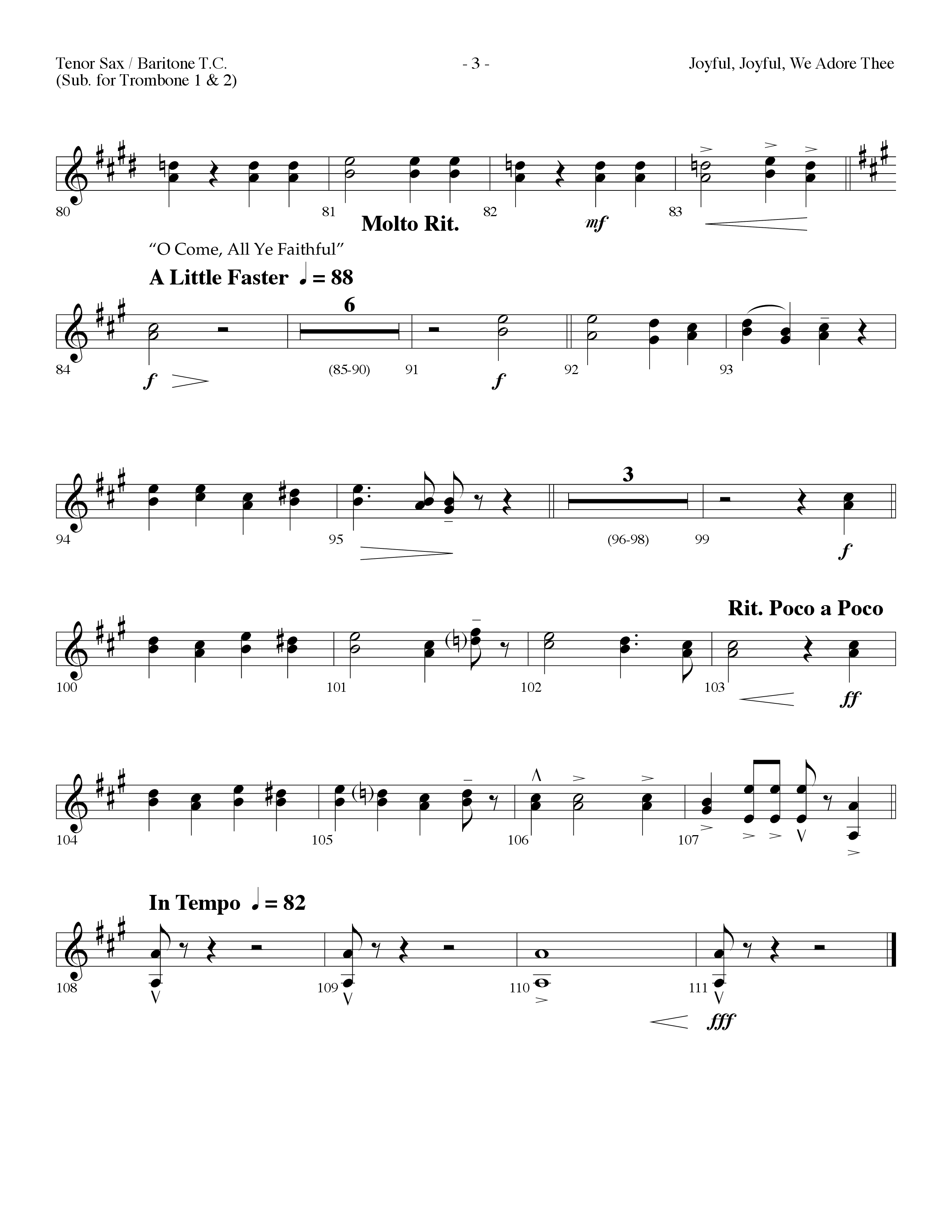 Joyful Joyful We Adore Thee (Choral Anthem SATB) Tenor Sax/Baritone T.C. (Lifeway Choral / Arr. Dennis Allen)