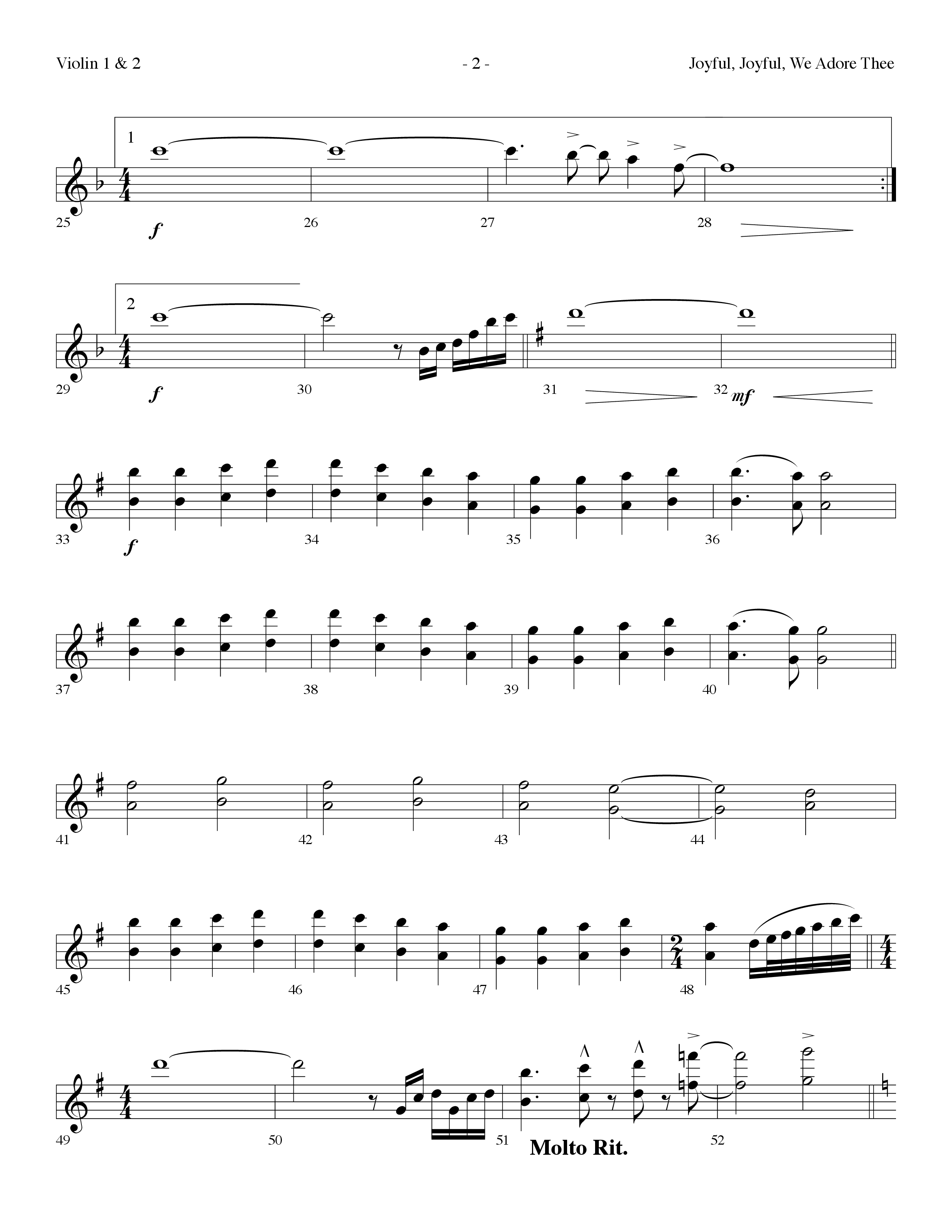 Joyful Joyful We Adore Thee (Choral Anthem SATB) Violin 1/2 (Lifeway Choral / Arr. Dennis Allen)