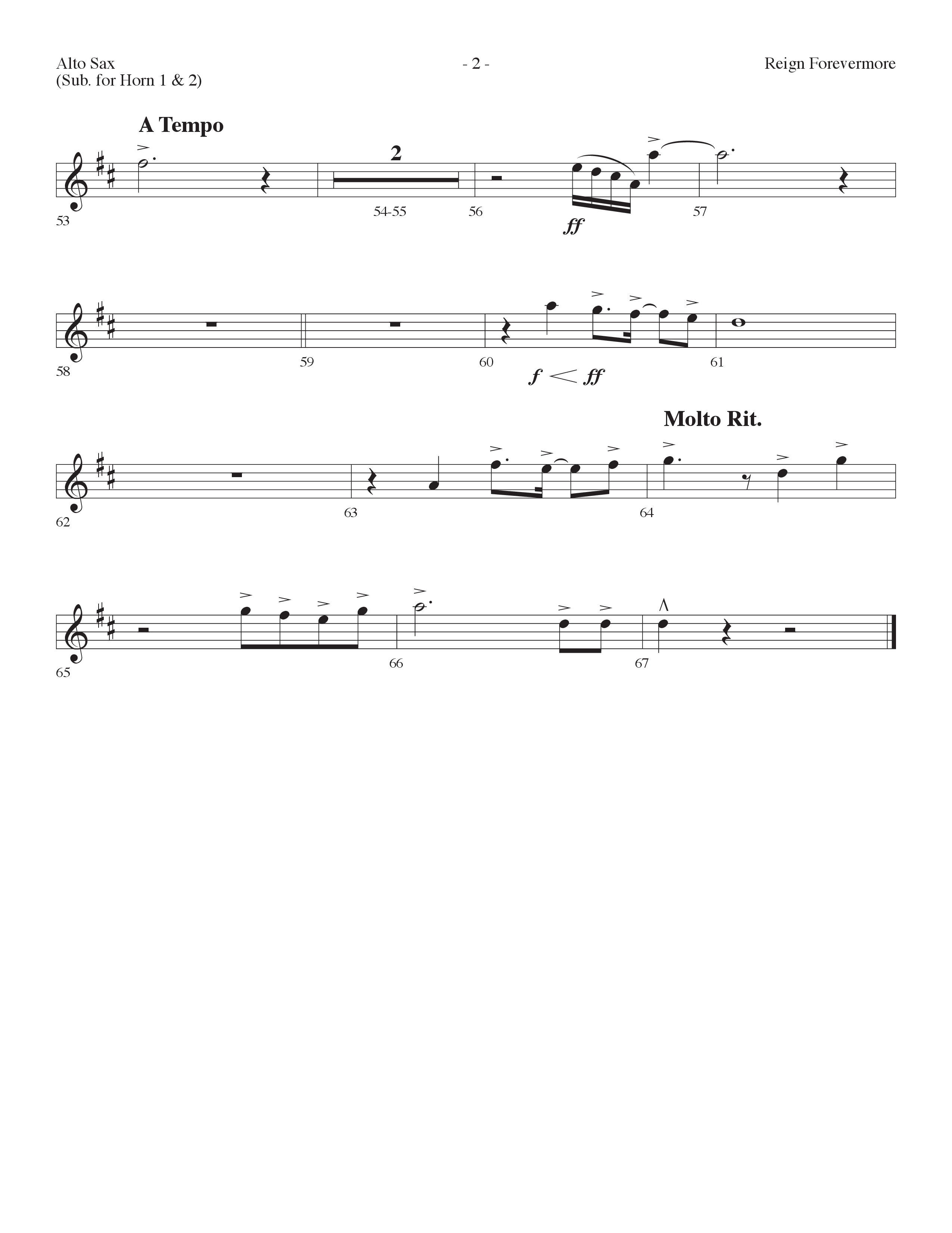 Reign Forevermore (Choral Anthem SATB) Alto Sax (Lifeway Choral / Arr. Cliff Duren)