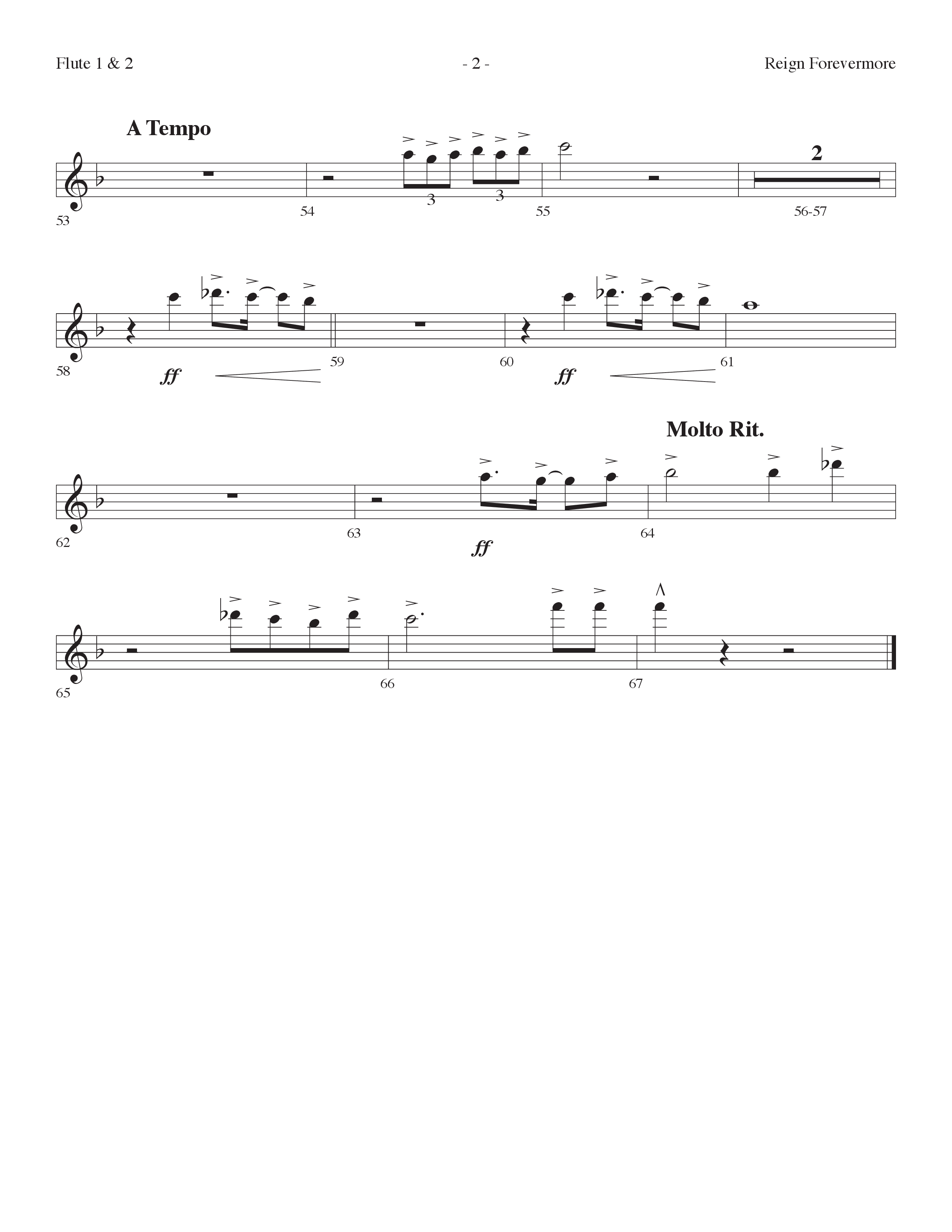 Reign Forevermore (Choral Anthem SATB) Flute 1/2 (Lifeway Choral / Arr. Cliff Duren)