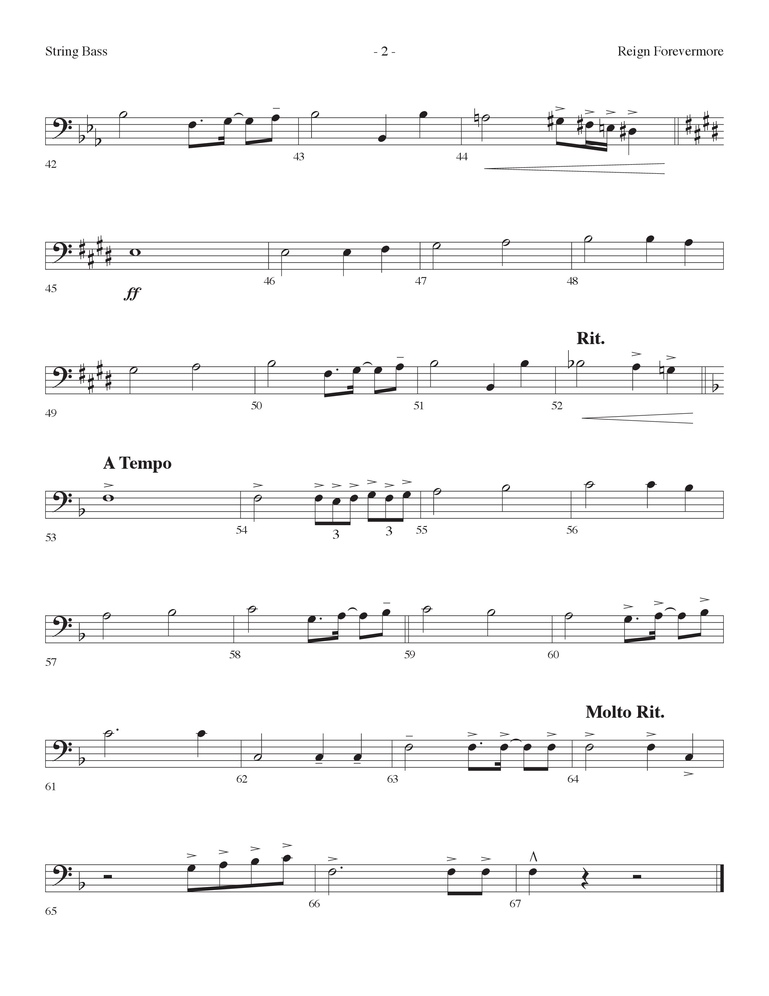 Reign Forevermore (Choral Anthem SATB) String Bass (Lifeway Choral / Arr. Cliff Duren)
